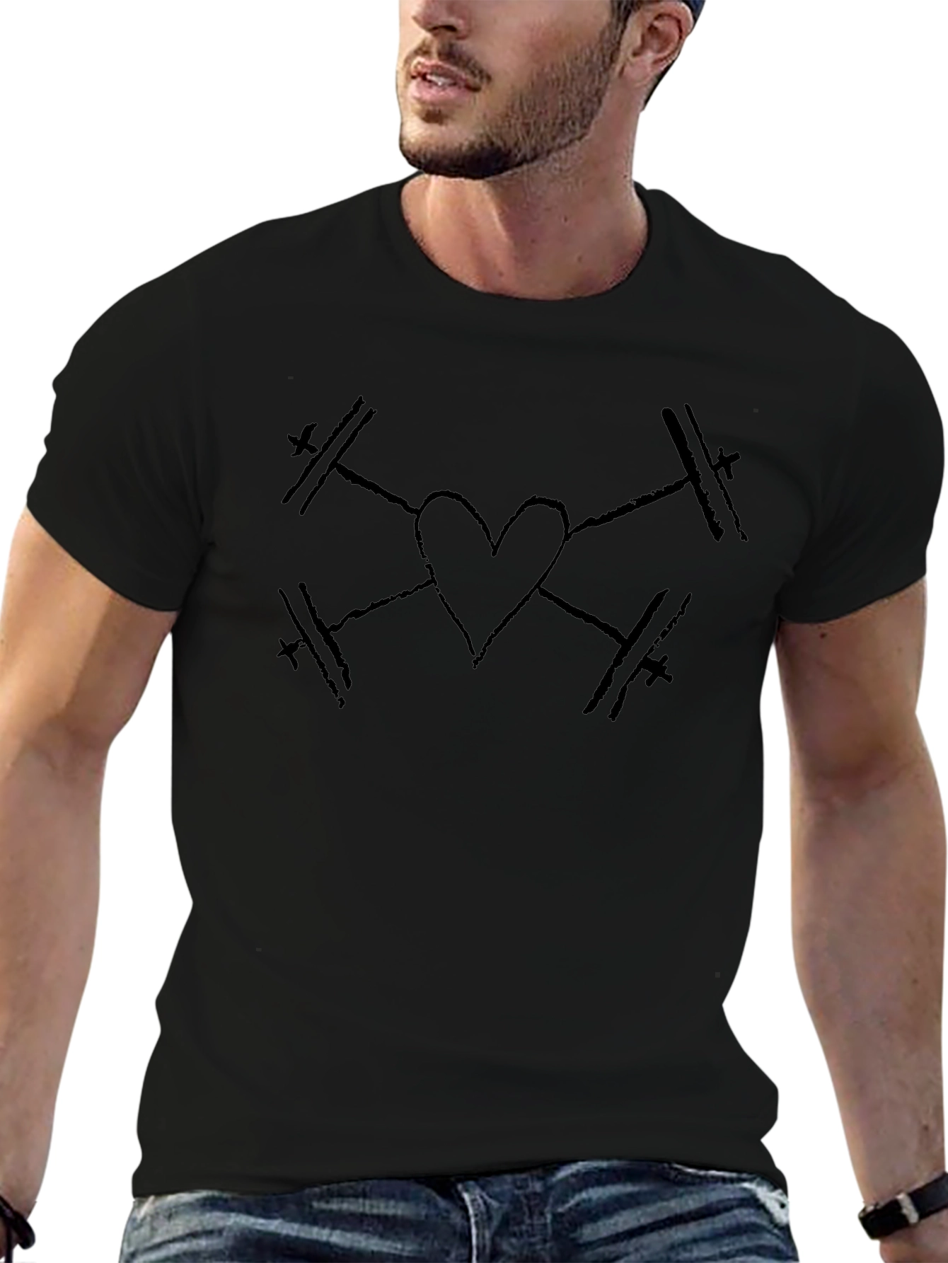Heart Weightlifting Black T-Shirt