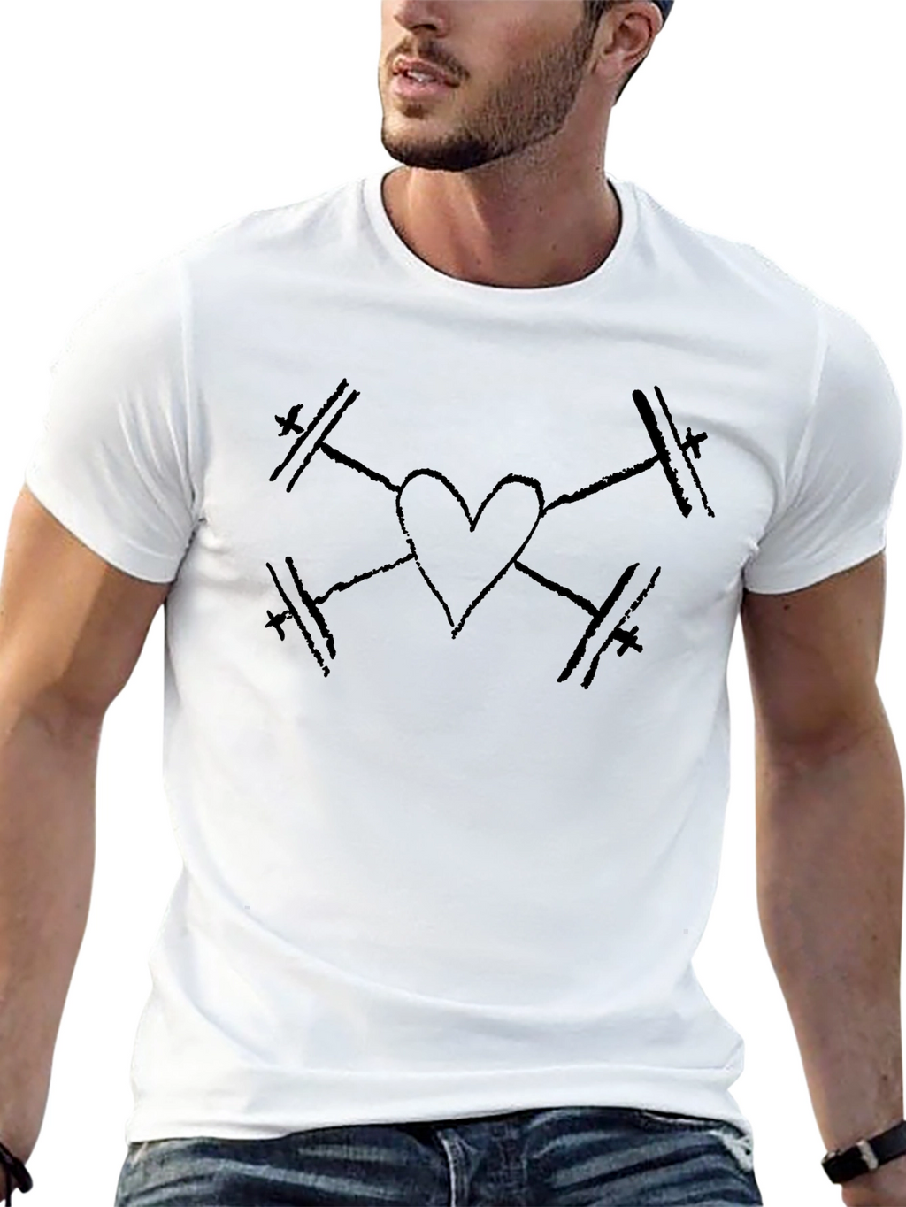 Heart Weightlifting Black T-Shirt