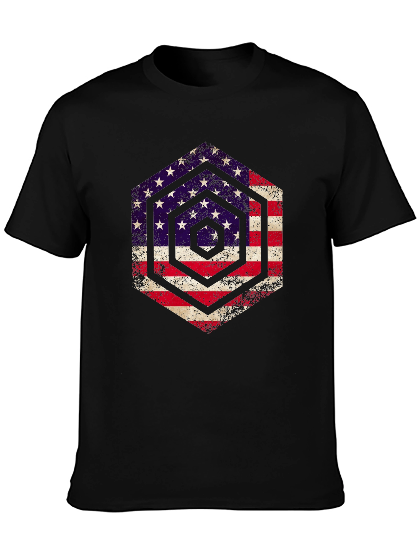 American Flag Hexagon Graphic T-Shirt