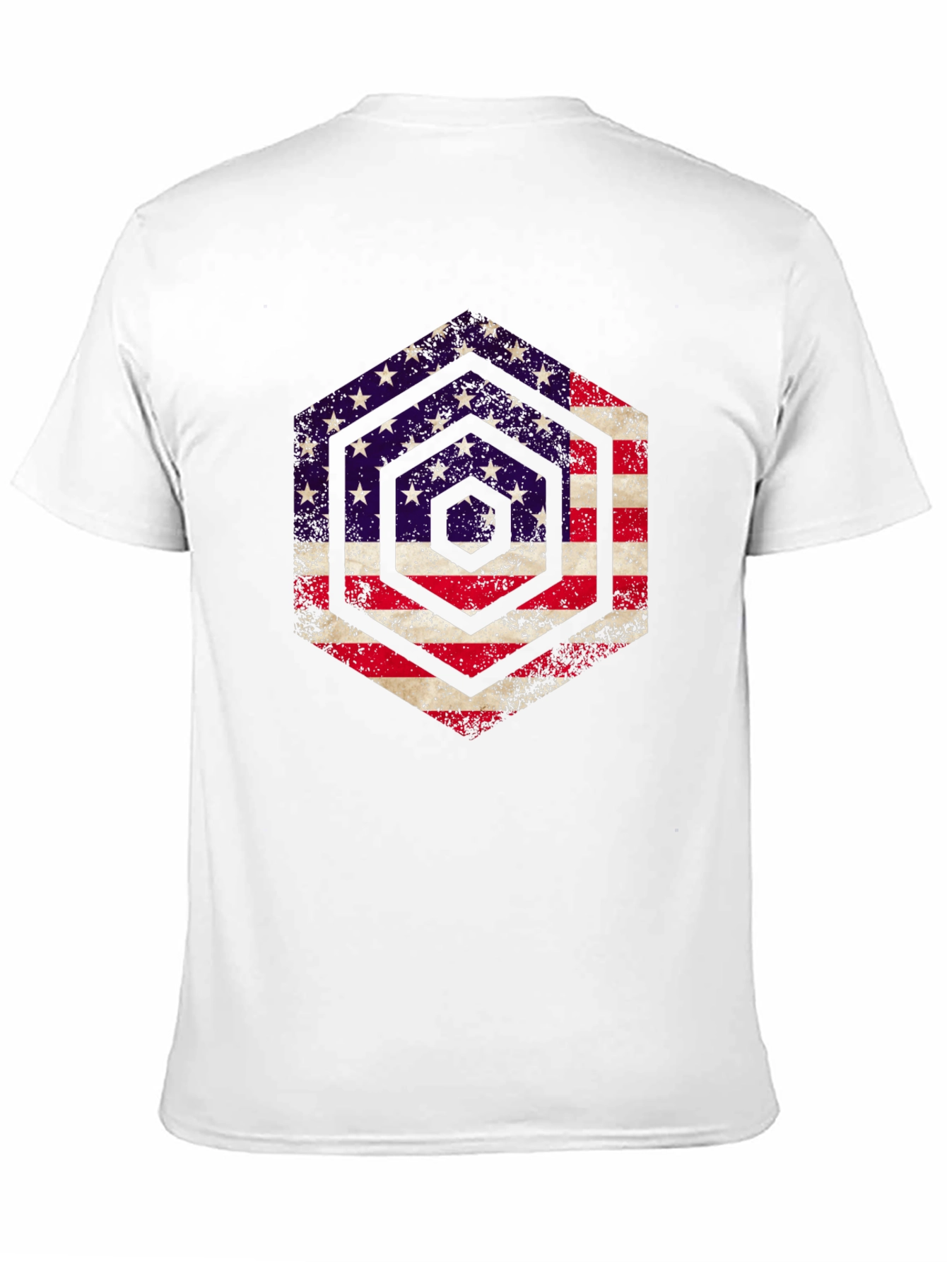 American Flag Hexagon Graphic T-Shirt