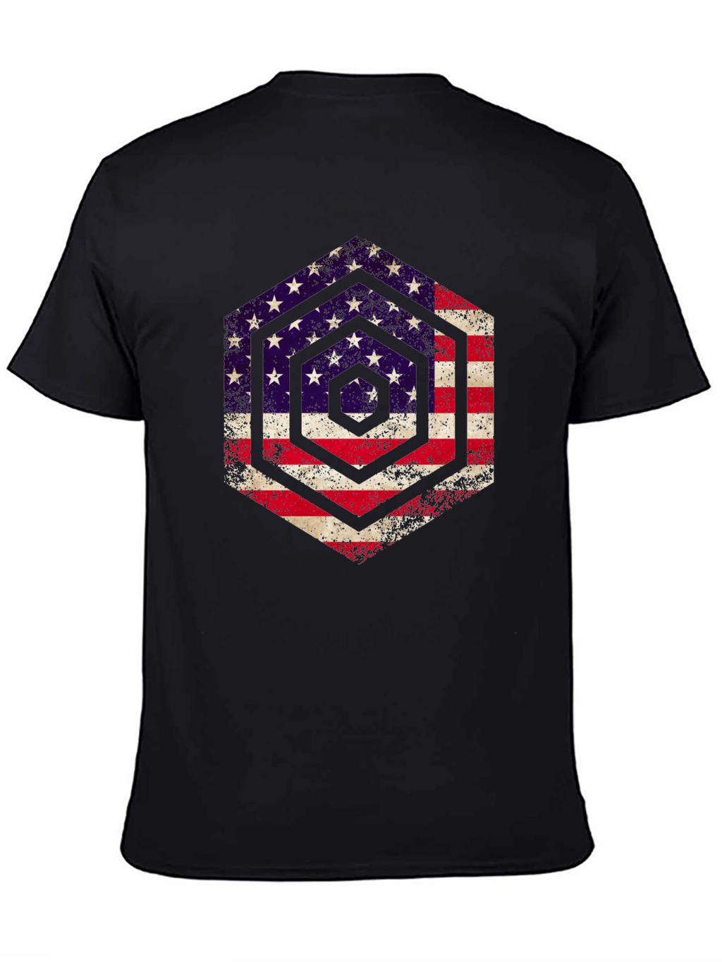 American Flag Hexagon Graphic T-Shirt