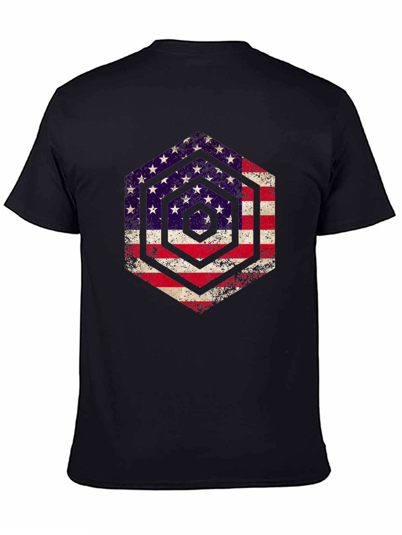 American Flag Hexagon Graphic T-Shirt