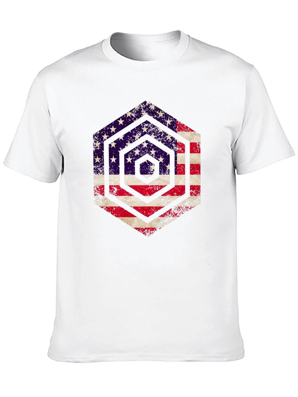 American Flag Hexagon Graphic T-Shirt