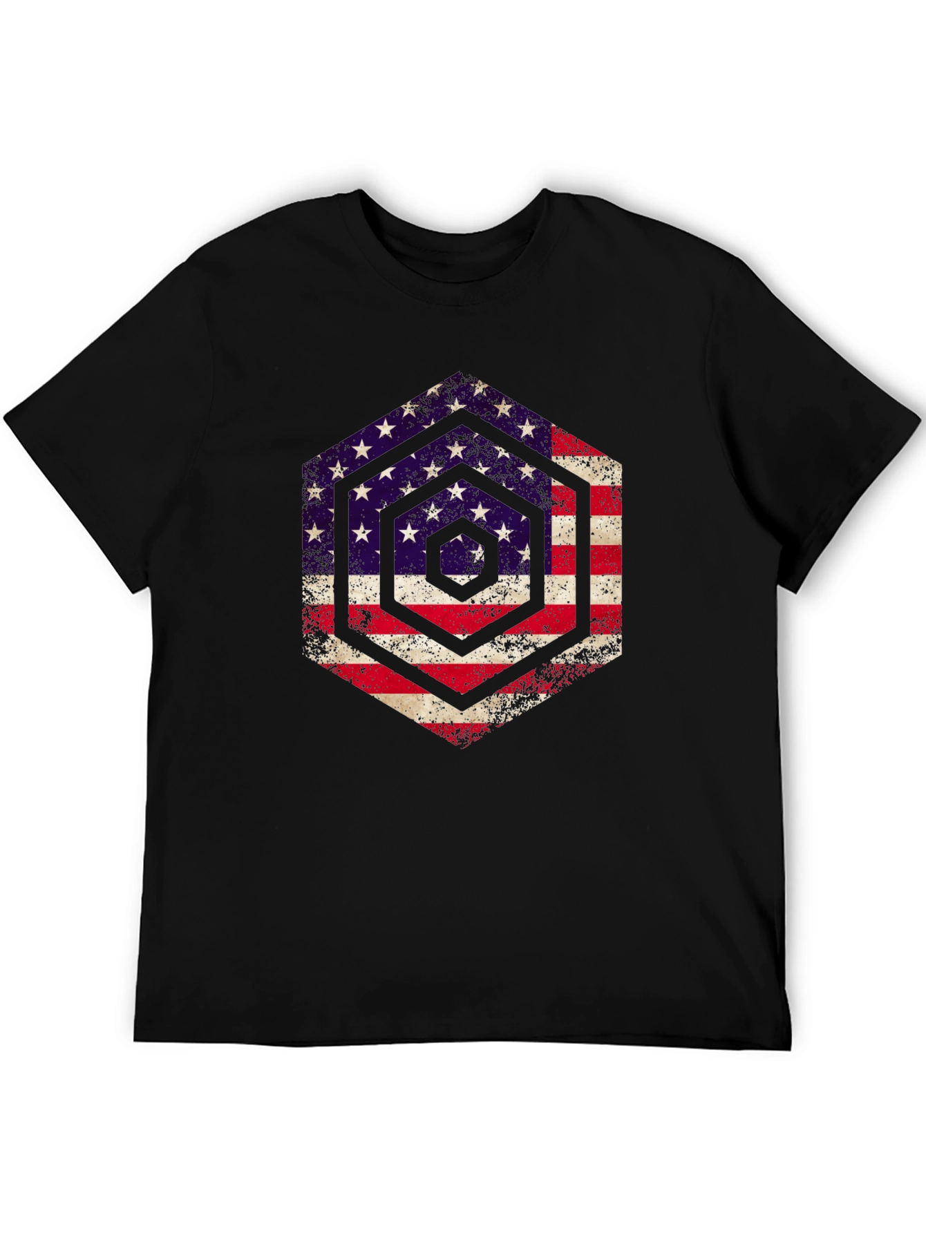 American Flag Hexagon Graphic T-Shirt