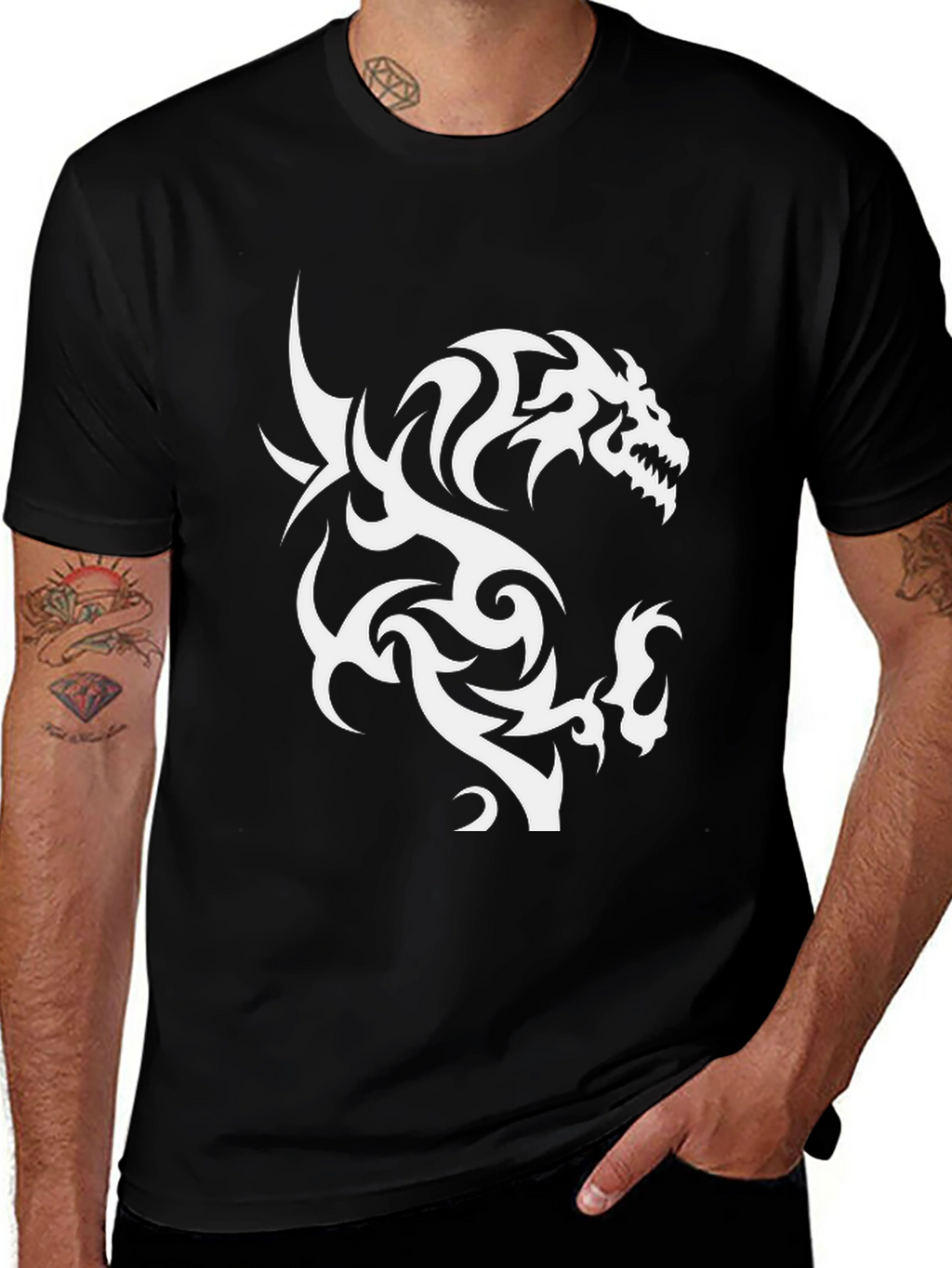 Tribal Dragon Graphic Print Tee