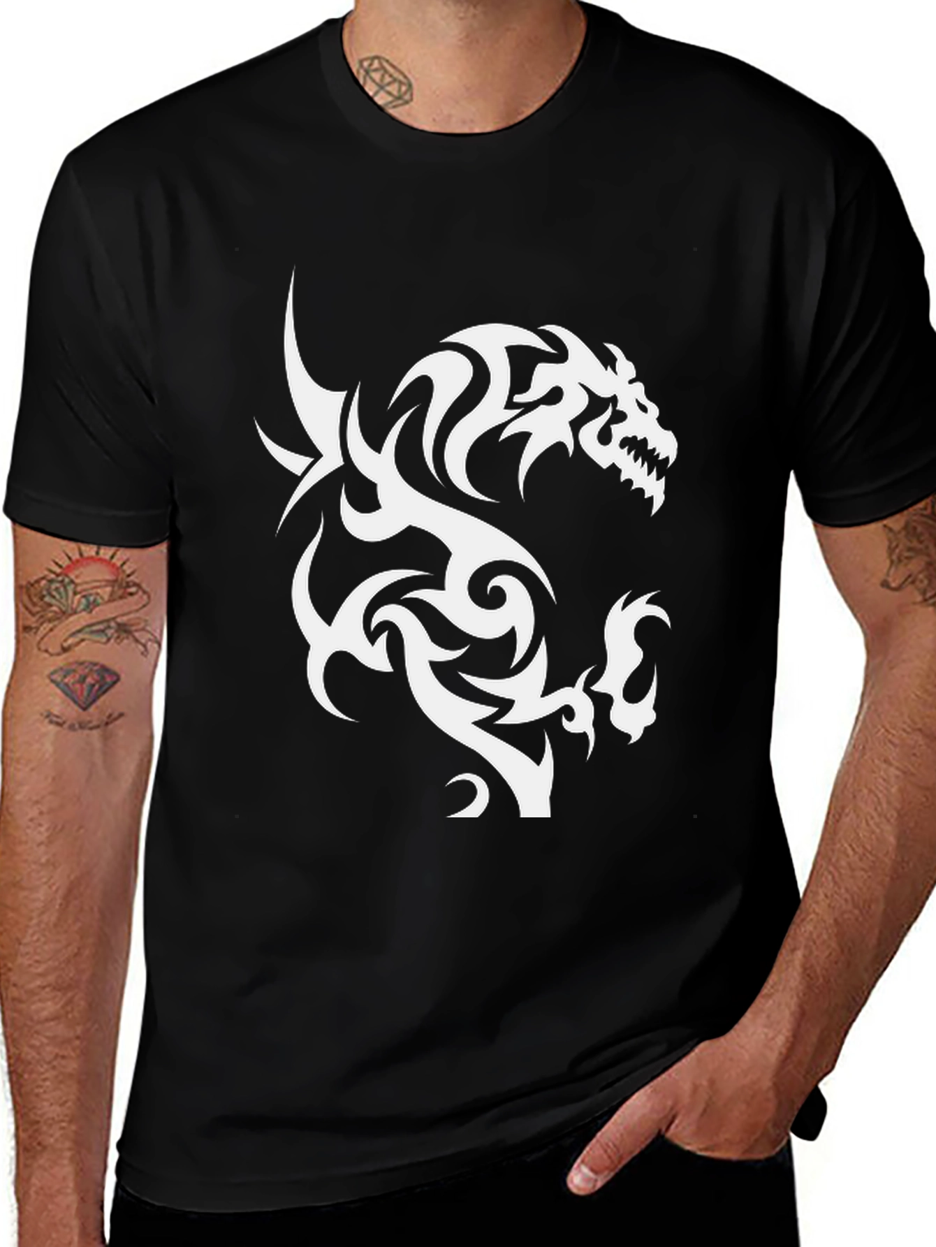 Tribal Dragon Graphic Print Tee