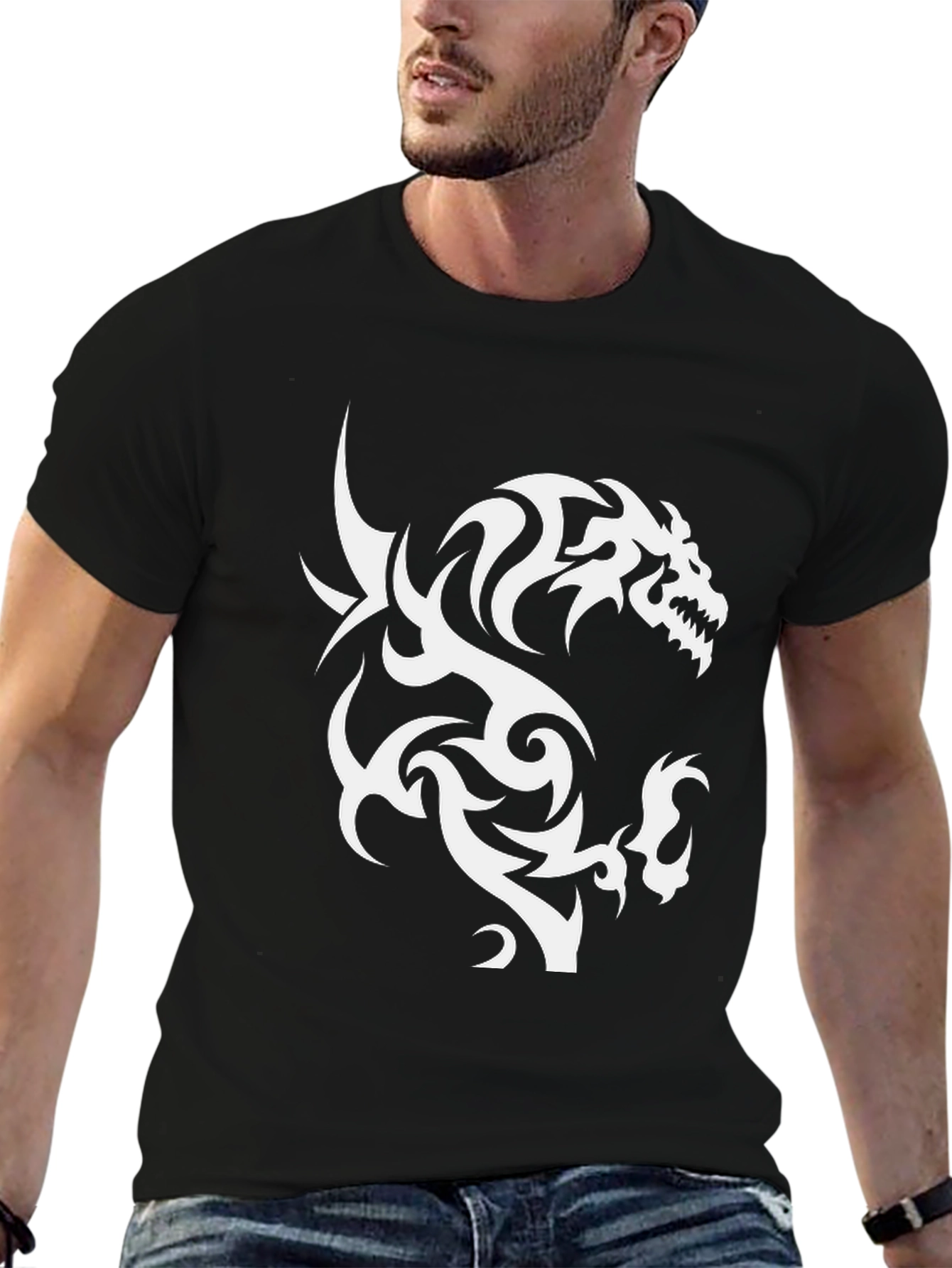 Tribal Dragon Graphic Print Tee