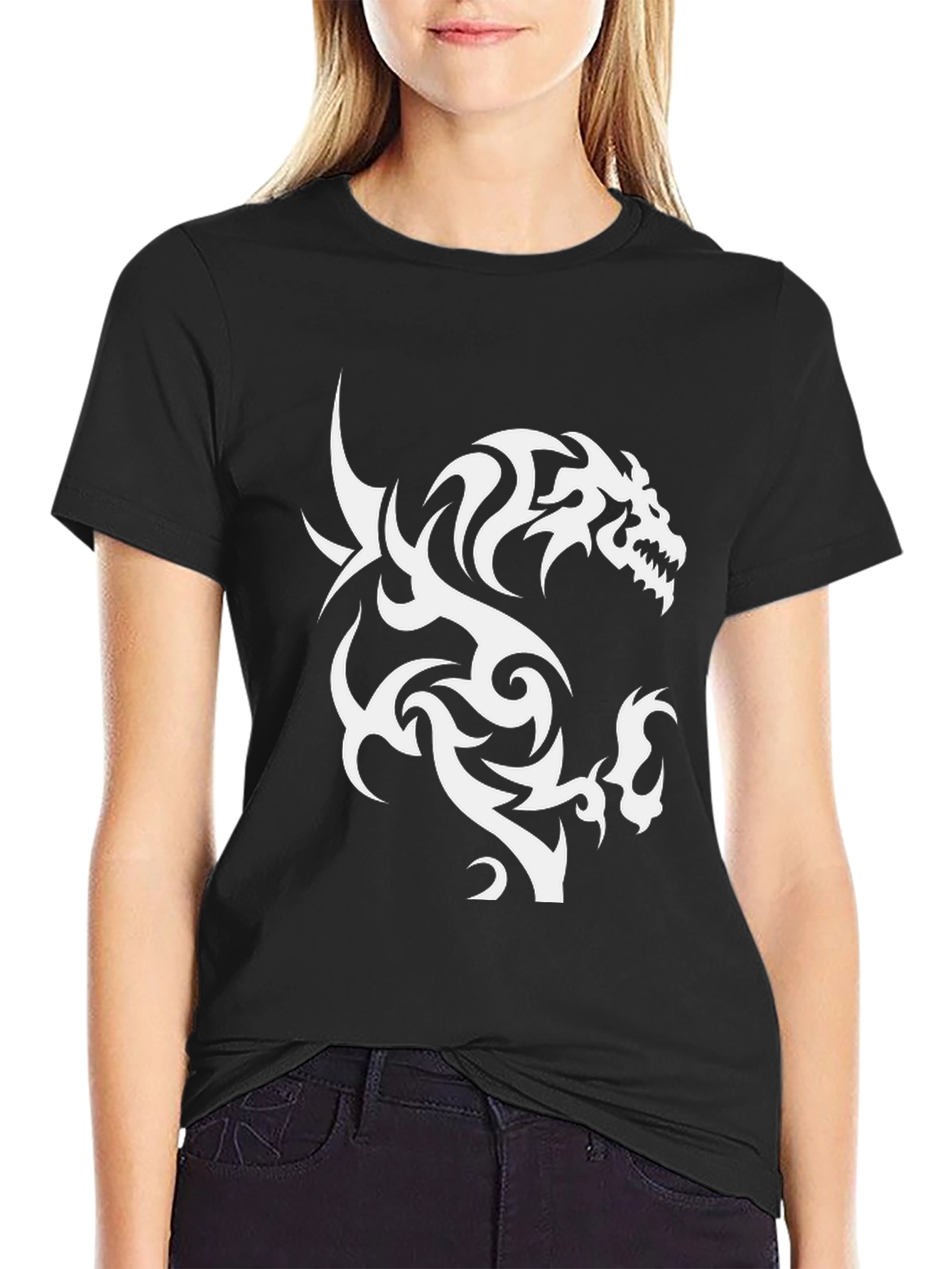 Tribal Dragon Graphic Print Tee