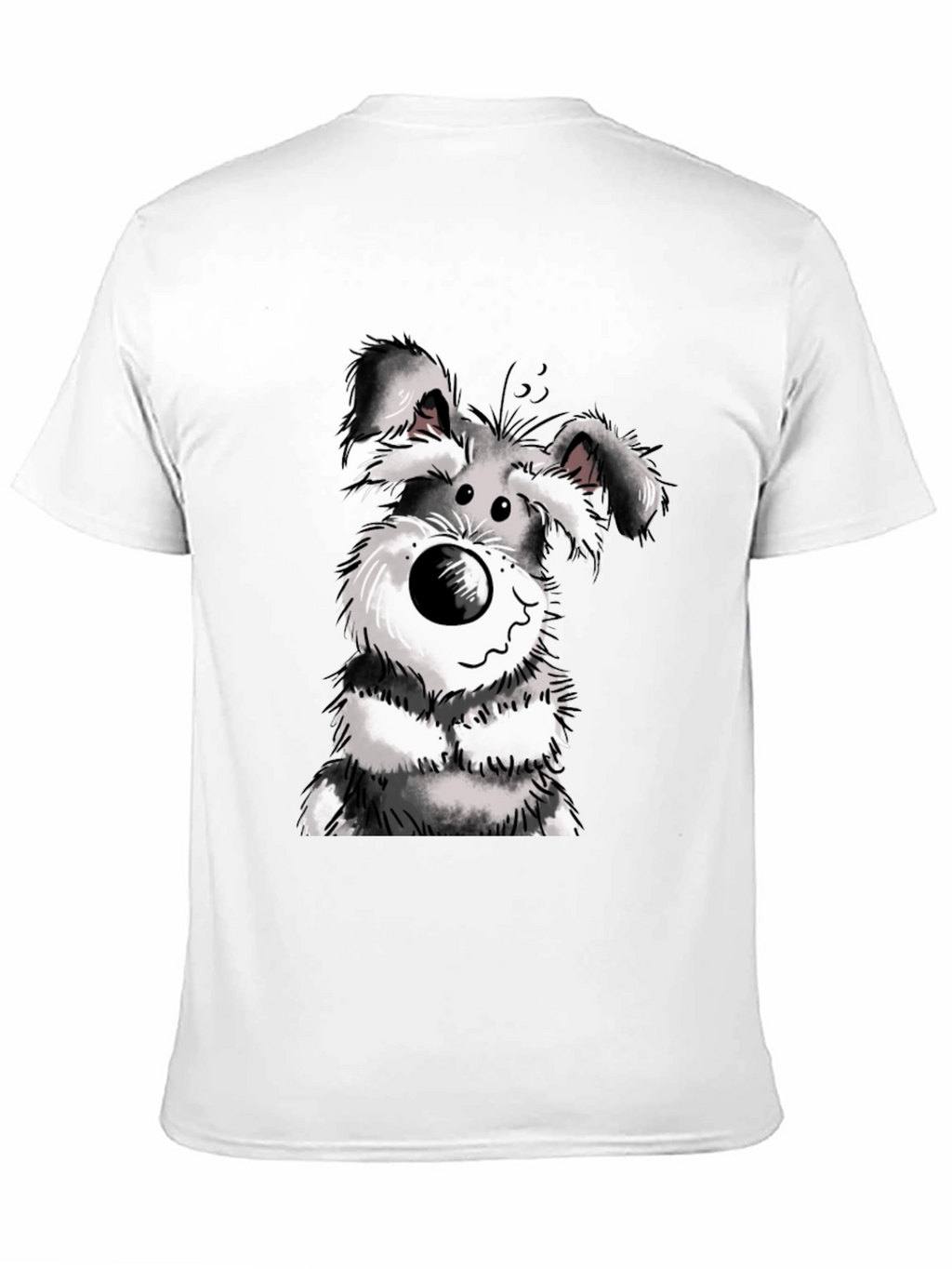Cartoon Dog Graphic Tee - Black Cotton Casual Wear