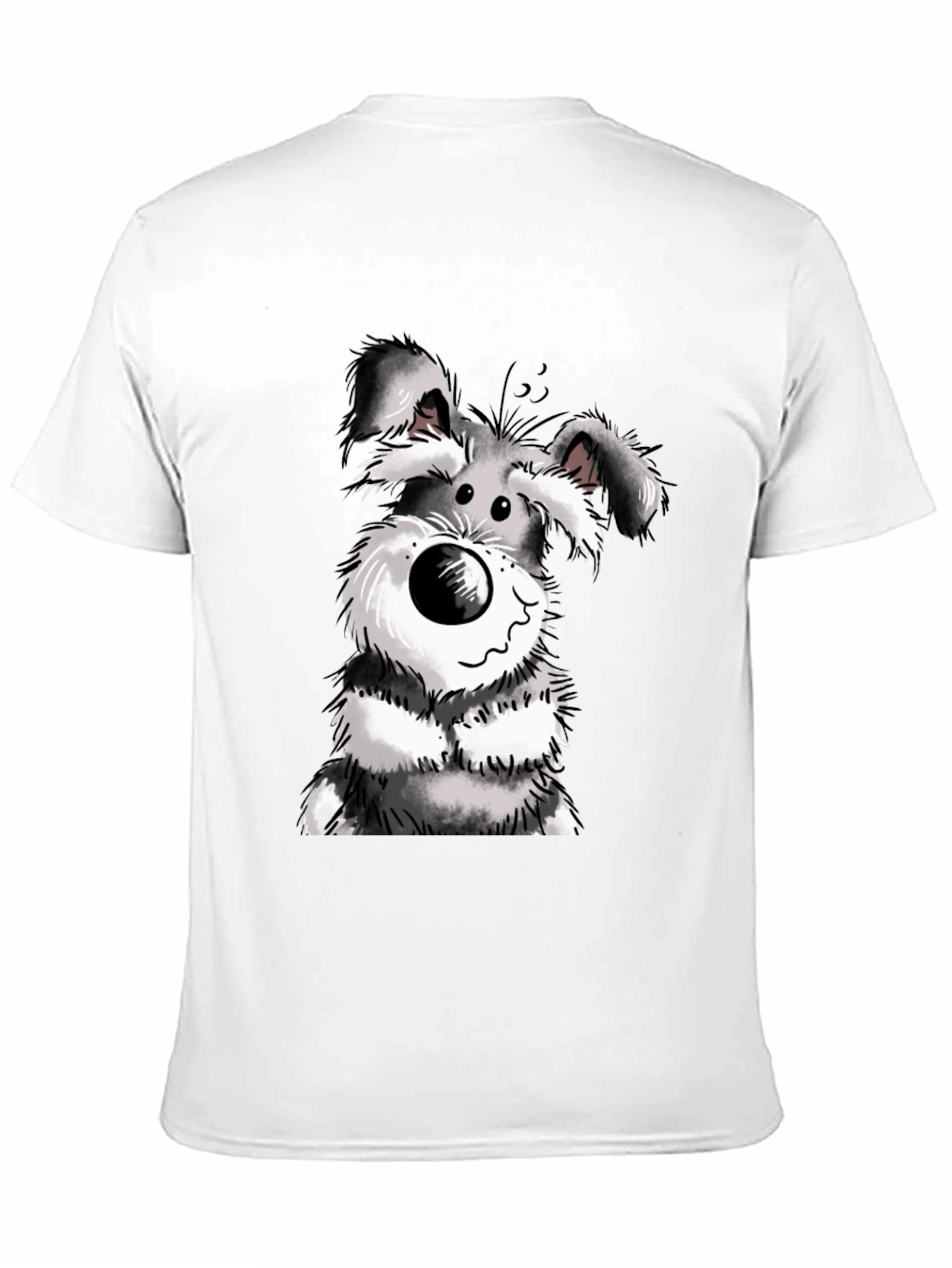 Cartoon Dog Graphic Tee - Black Cotton Casual Wear