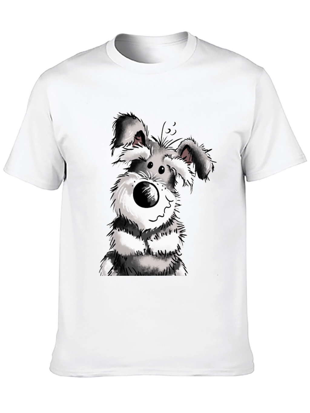 Cartoon Dog Graphic Tee - Black Cotton Casual Wear