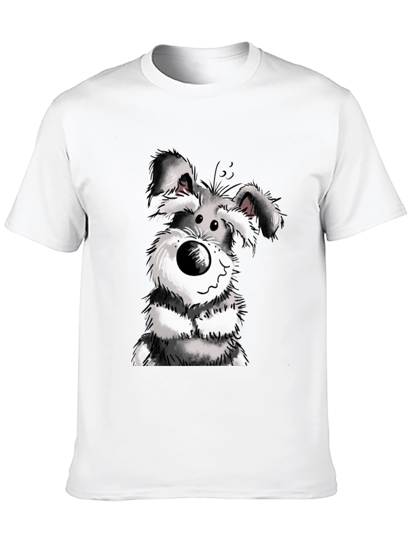 Cartoon Dog Graphic Tee - Black Cotton Casual Wear