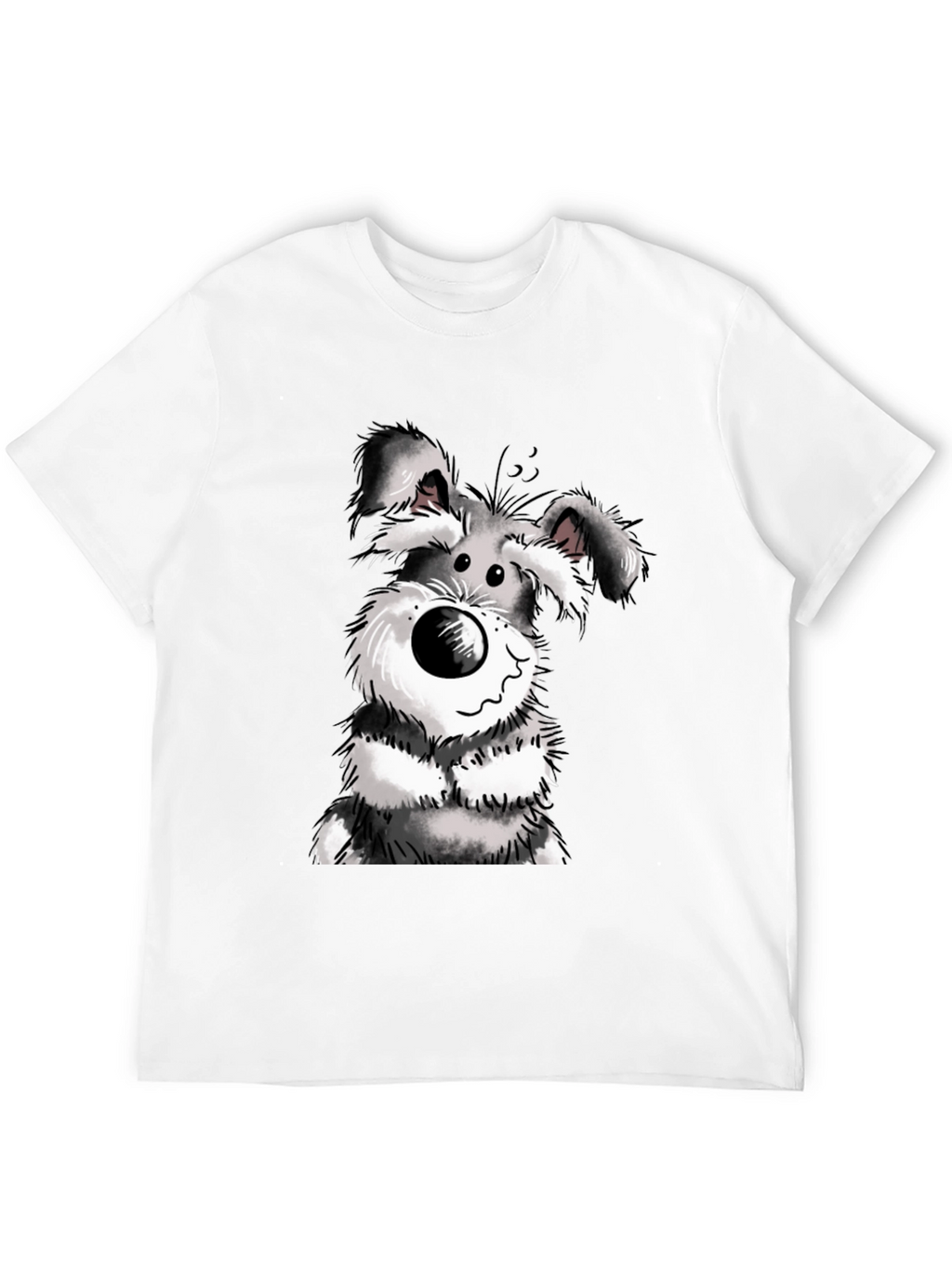 Cartoon Dog Graphic Tee - Black Cotton Casual Wear
