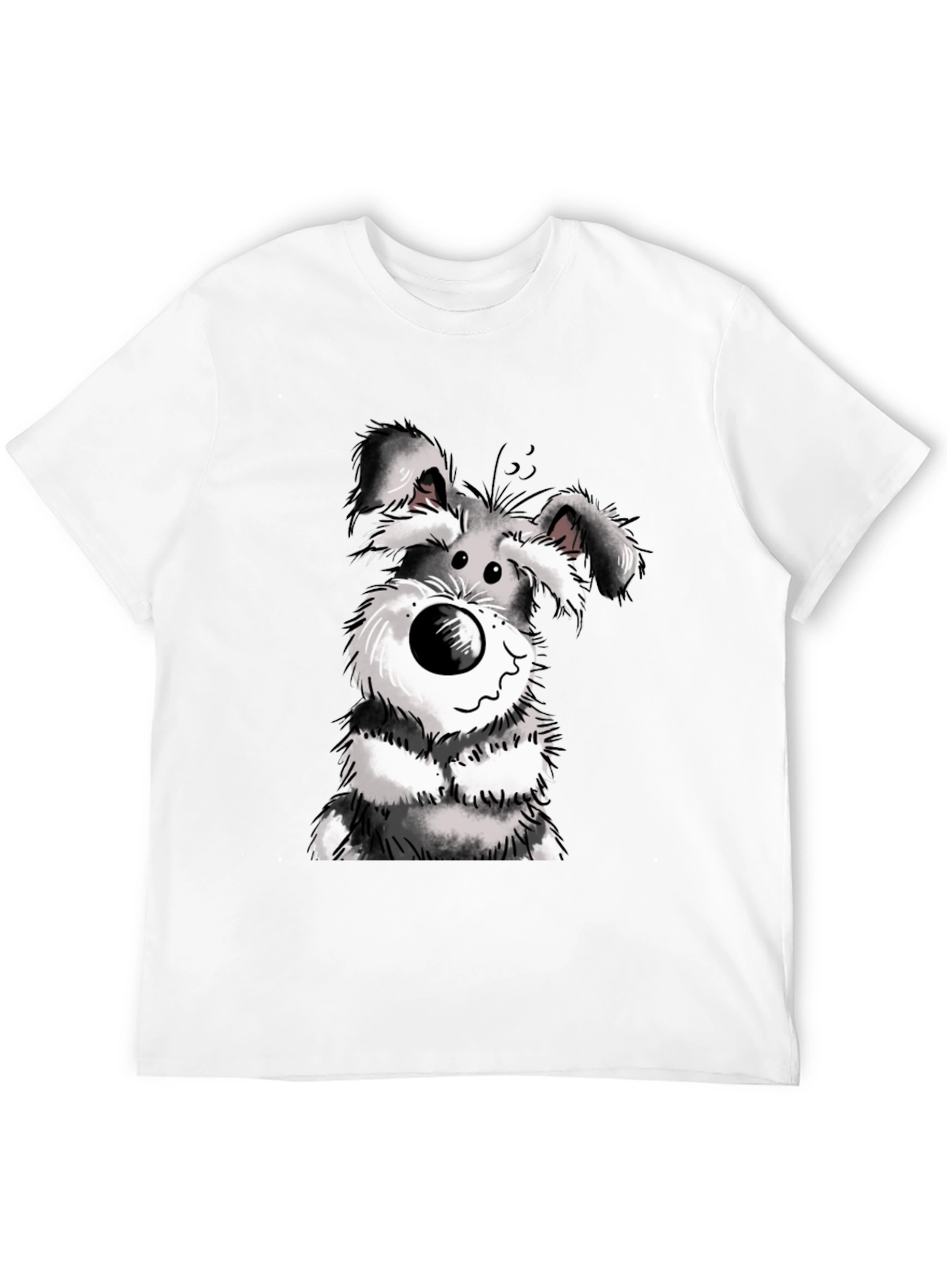 Cartoon Dog Graphic Tee - Black Cotton Casual Wear