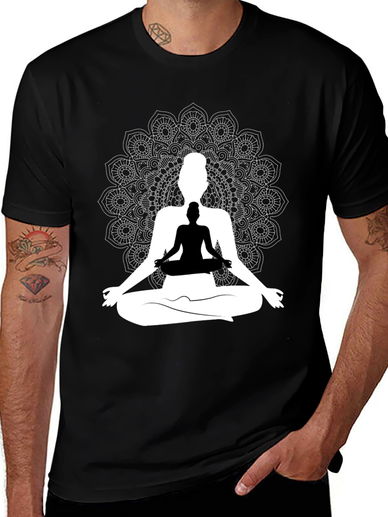 Yoga Mandala Graphic Tee - Meditative Style
