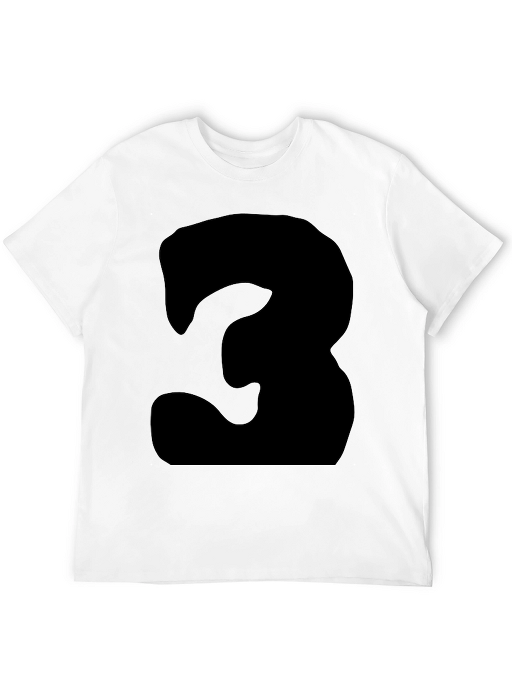 Mens Black T-Shirt with Bold Number 3 Design