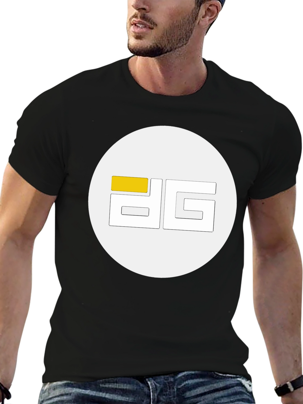 Modern Black Tee with Geometric Logo