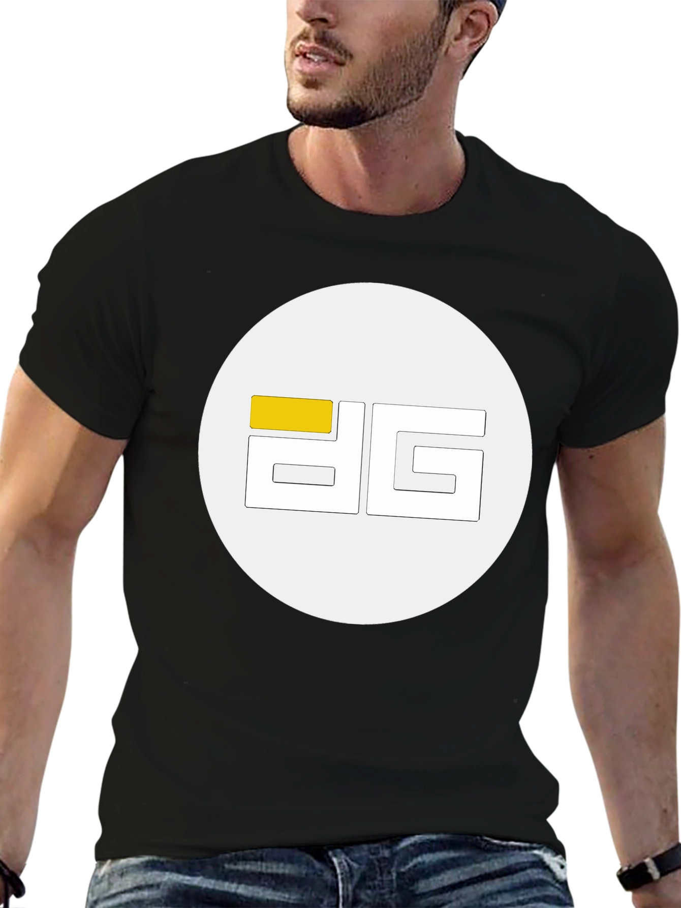 Modern Black Tee with Geometric Logo