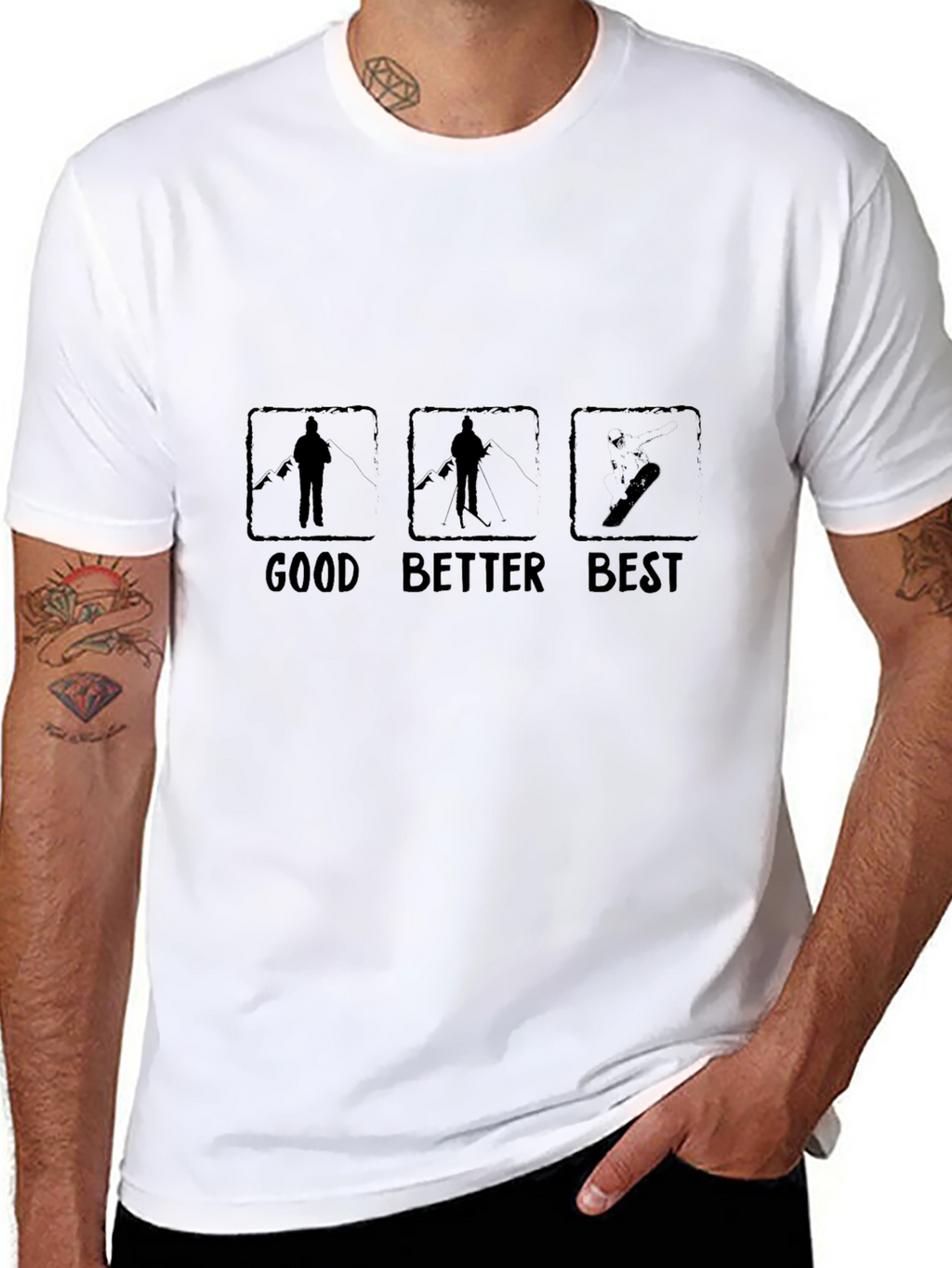 Good Better Best Skier & Snowboarder Black Graphic Tee