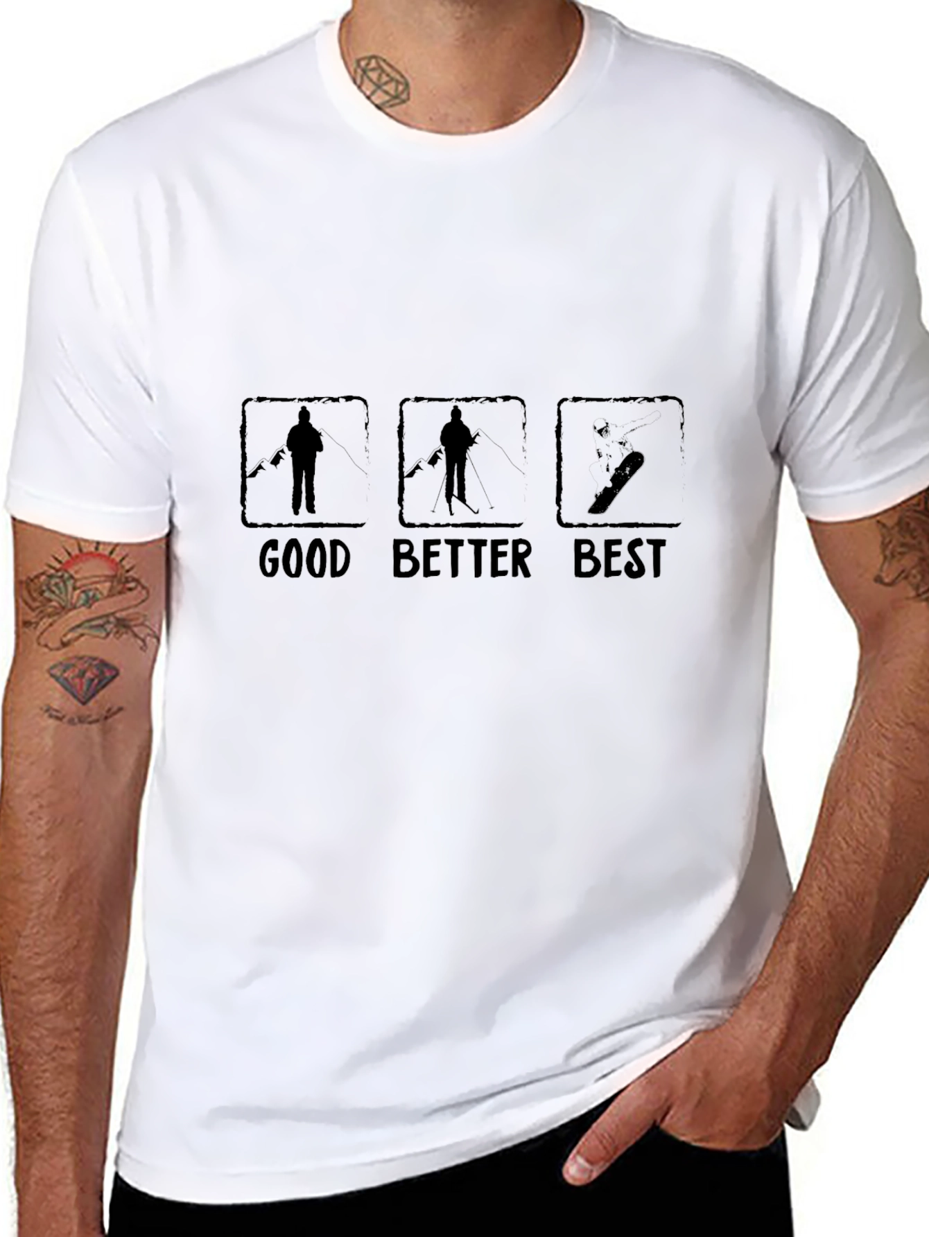 Good Better Best Skier & Snowboarder Black Graphic Tee