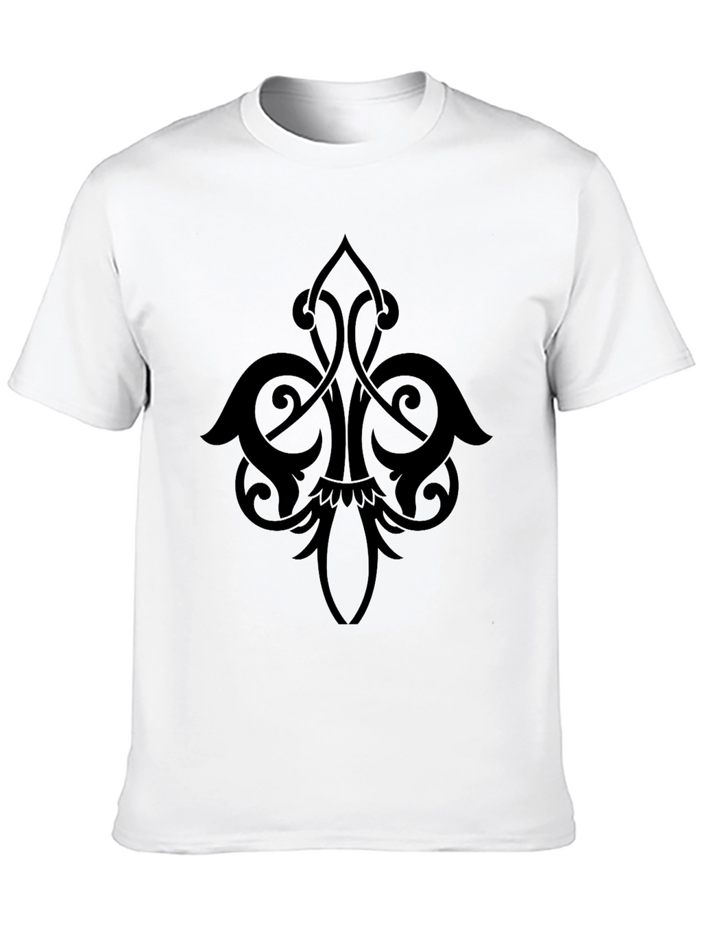 Mens Black T-Shirt with Elegant Ornamental Design
