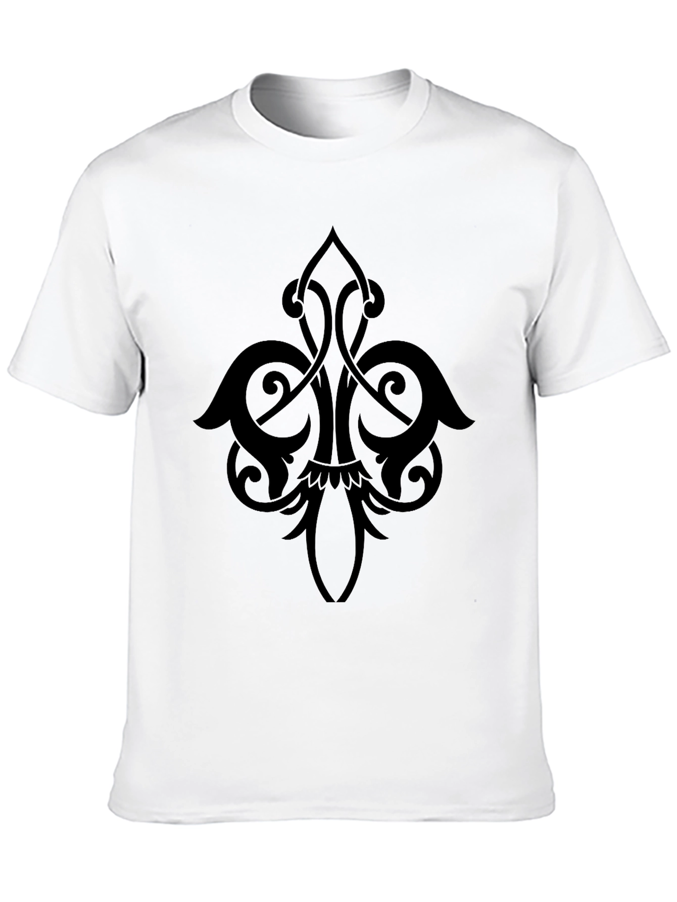 Mens Black T-Shirt with Elegant Ornamental Design