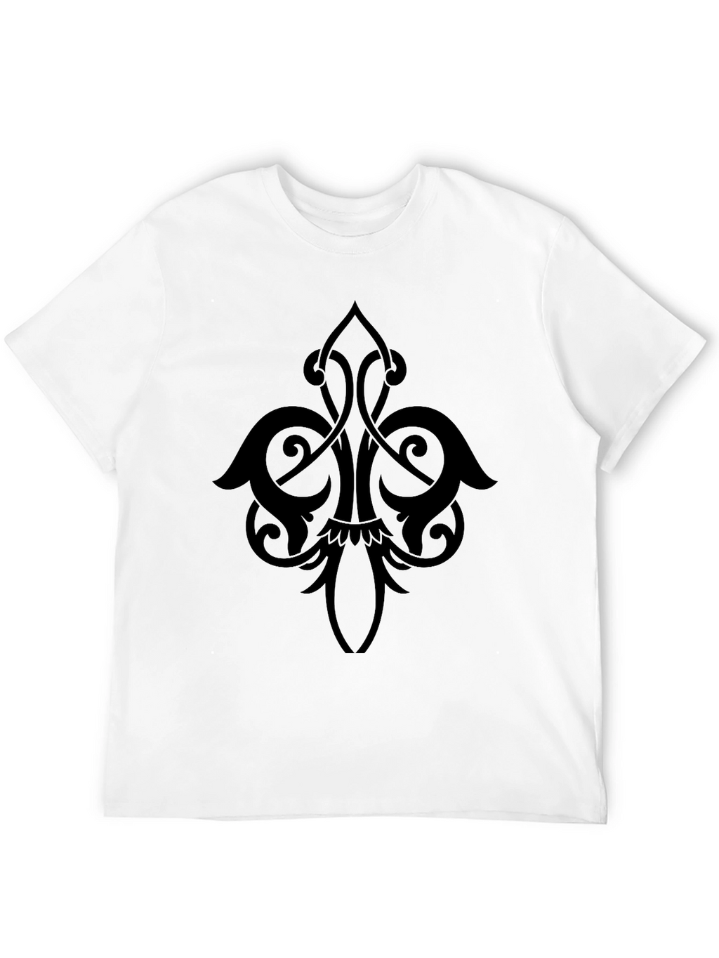 Mens Black T-Shirt with Elegant Ornamental Design