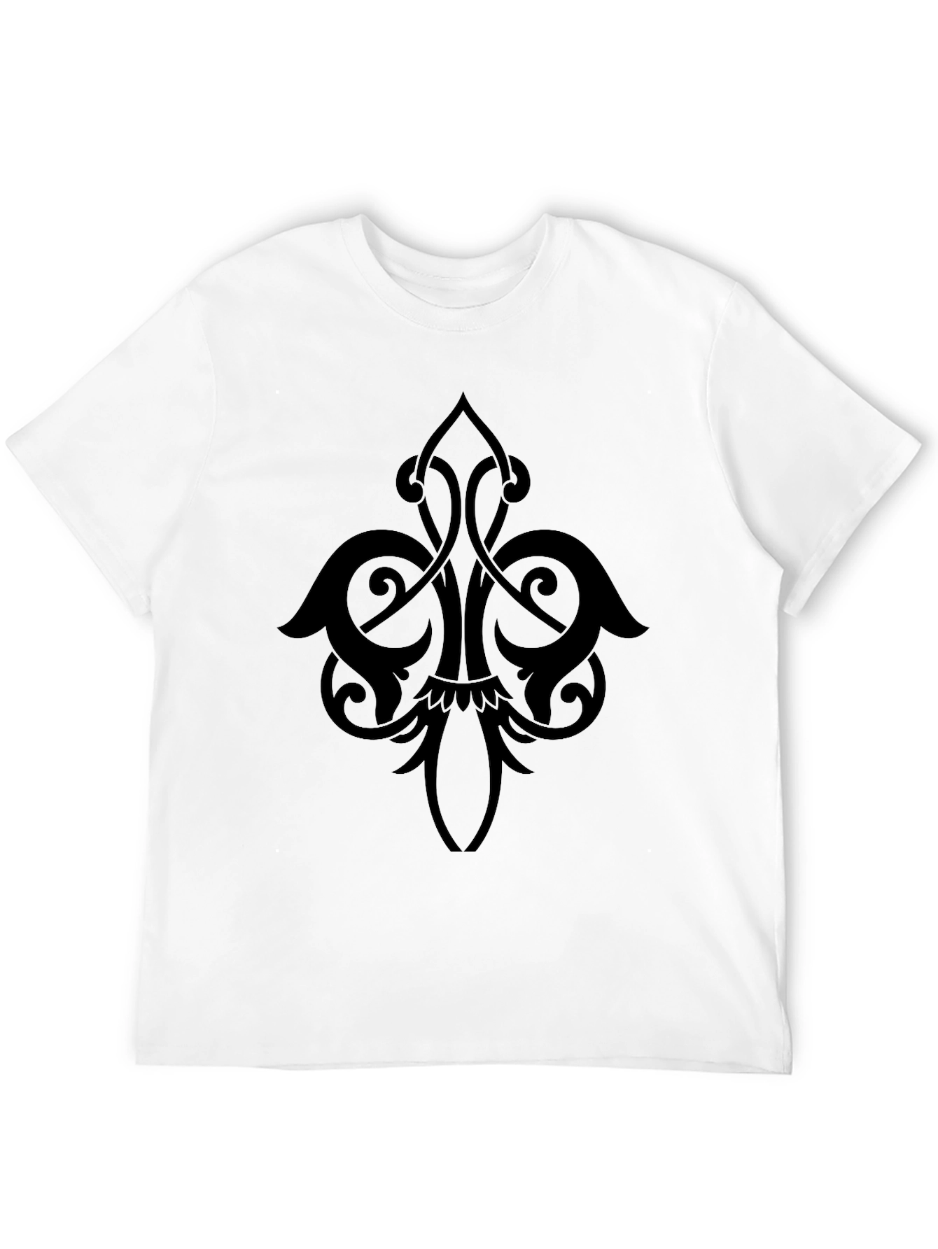 Mens Black T-Shirt with Elegant Ornamental Design
