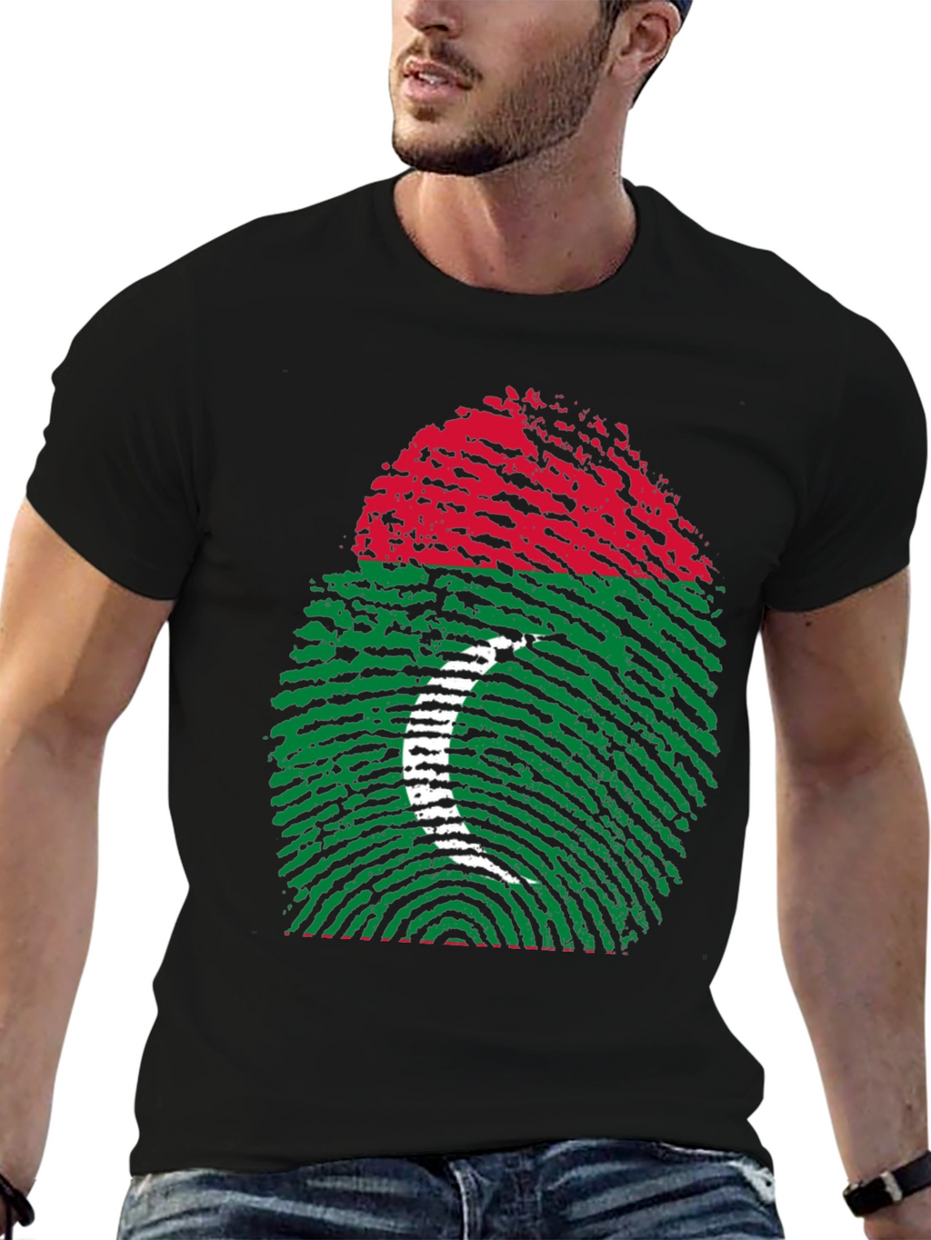 Maldives Flag Fingerprint T-Shirt