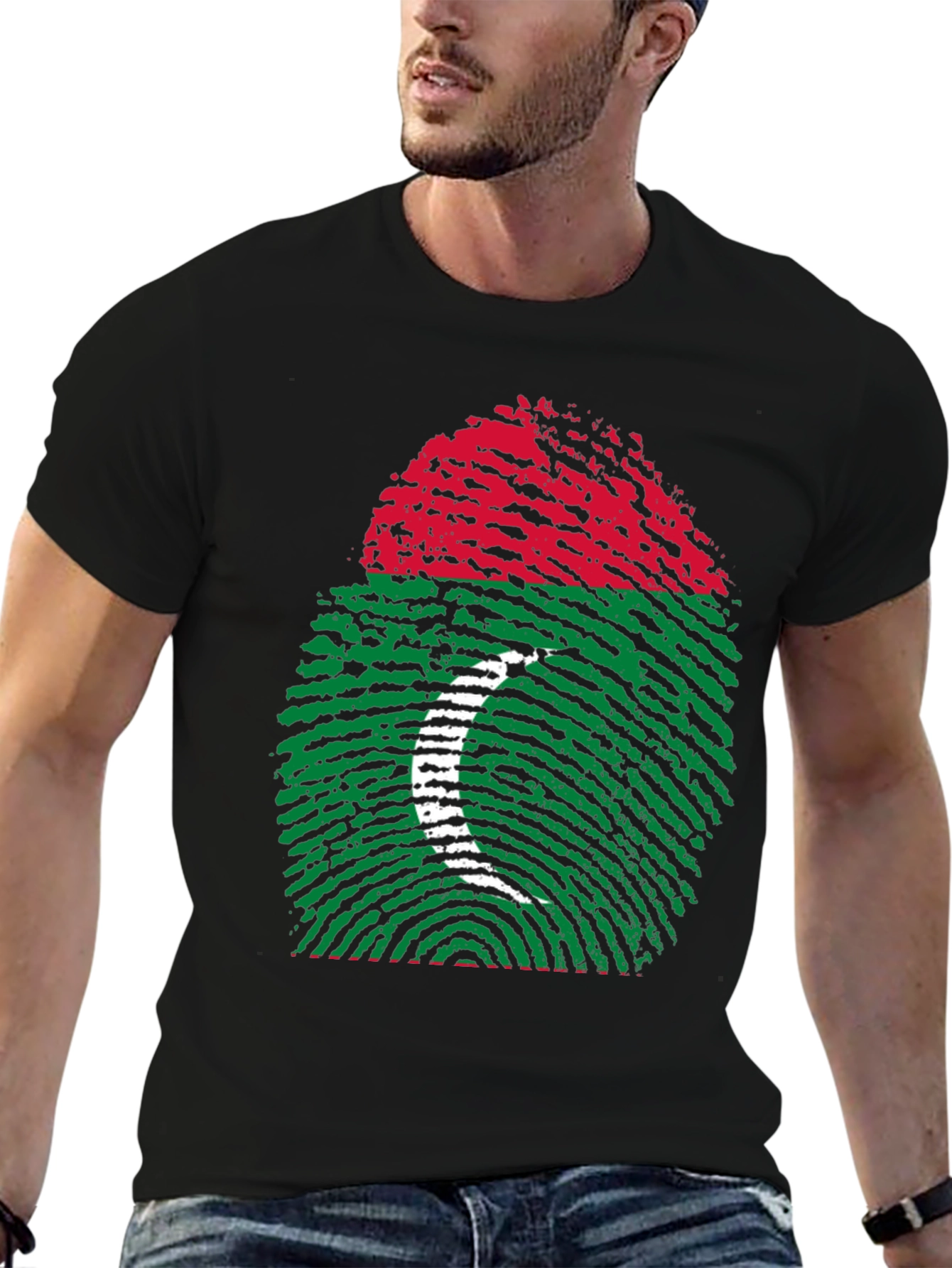 Maldives Flag Fingerprint T-Shirt