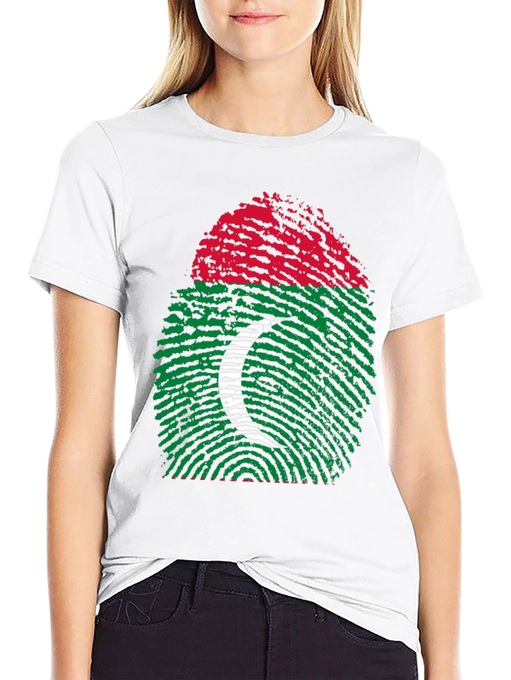 Maldives Flag Fingerprint T-Shirt