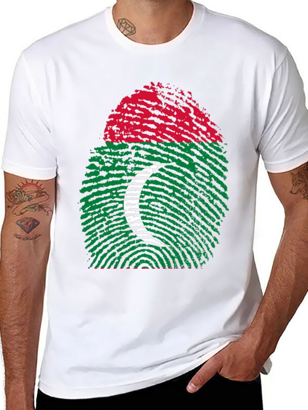 Maldives Flag Fingerprint T-Shirt