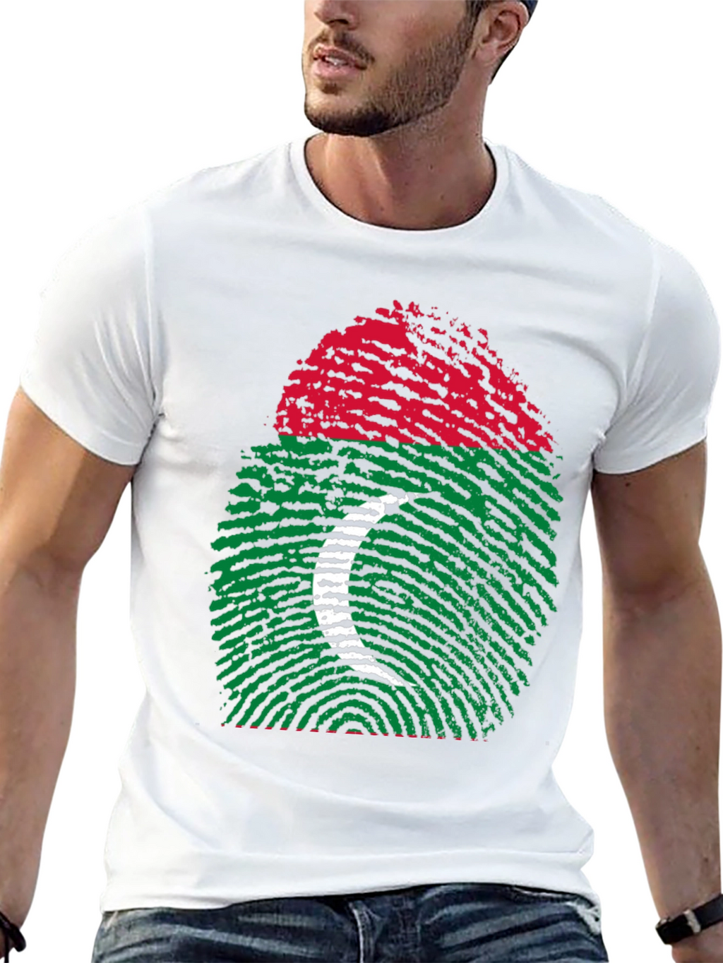 Maldives Flag Fingerprint T-Shirt