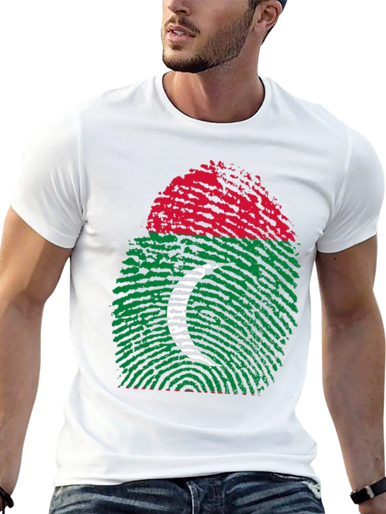 Maldives Flag Fingerprint T-Shirt