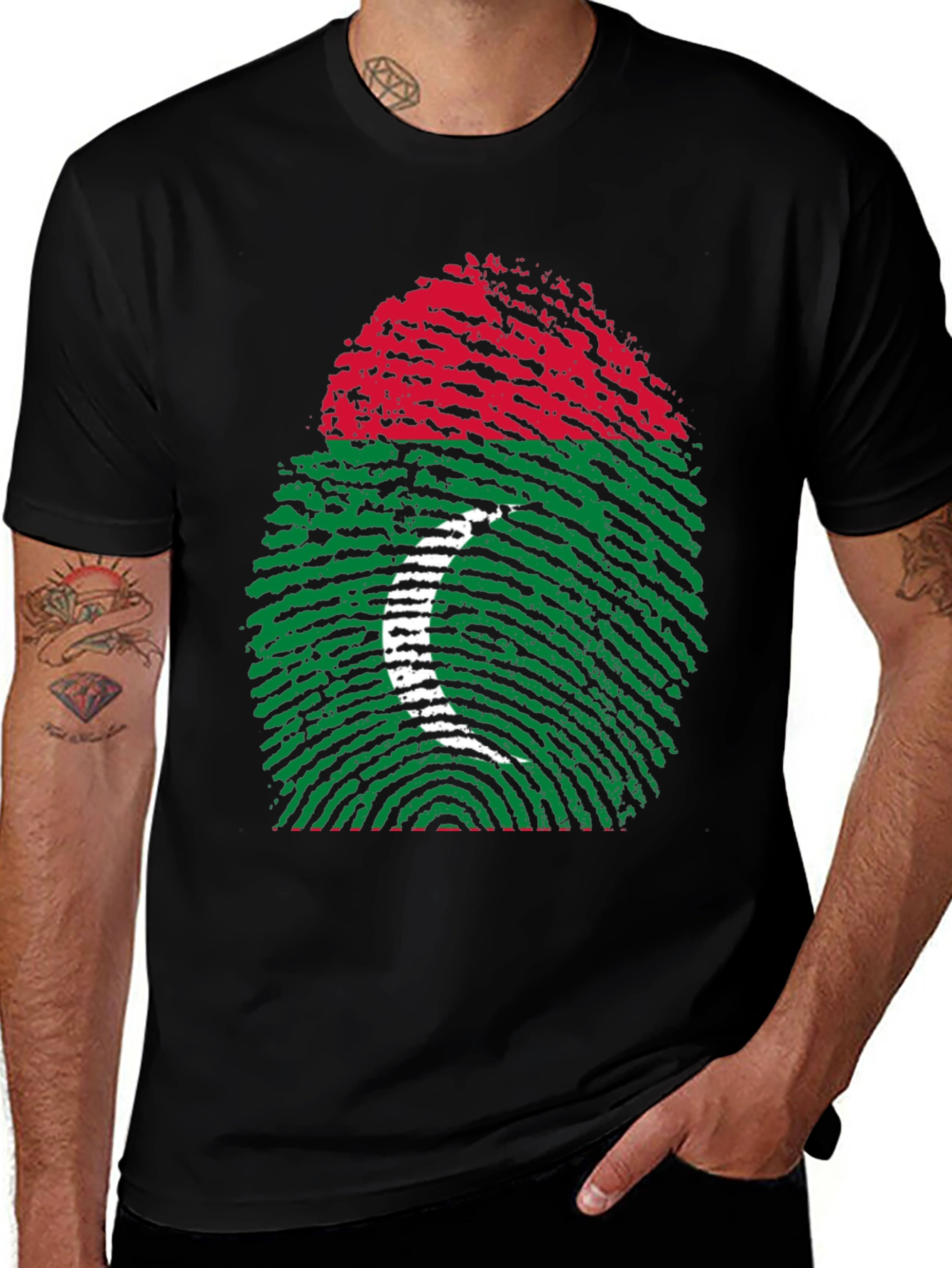 Maldives Flag Fingerprint T-Shirt