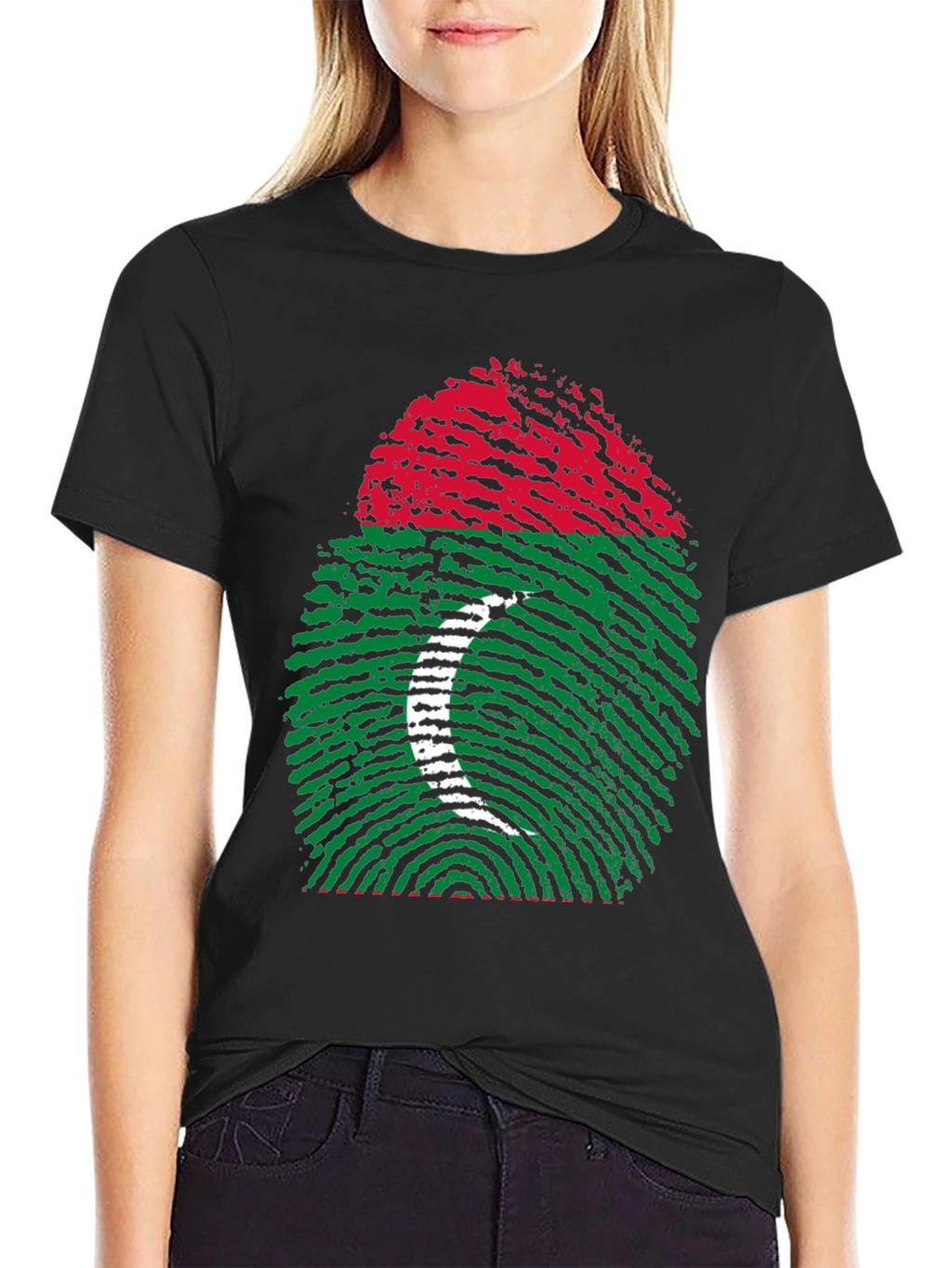 Maldives Flag Fingerprint T-Shirt