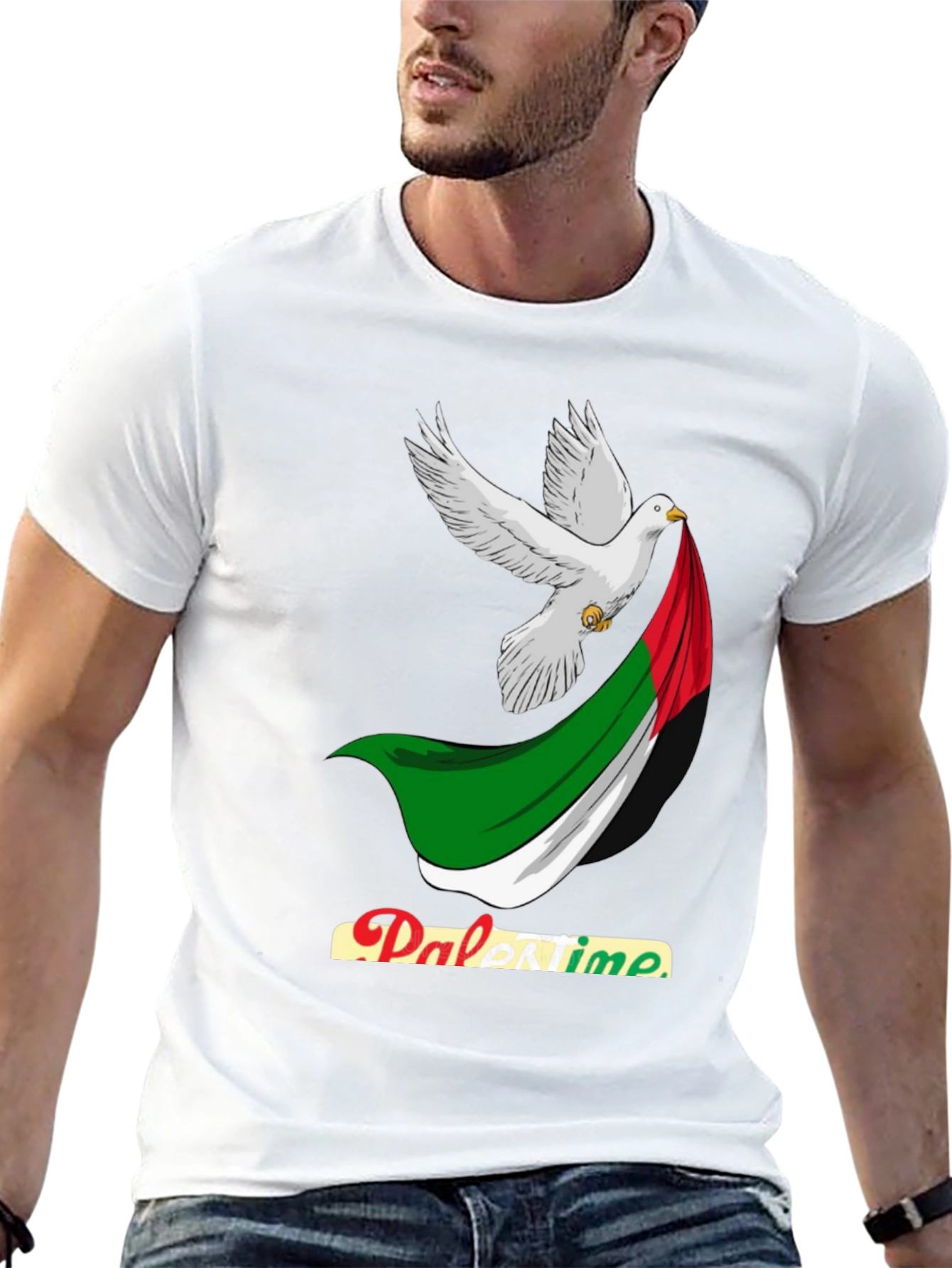 Palestine Flag Peace Dove Graphic Tee