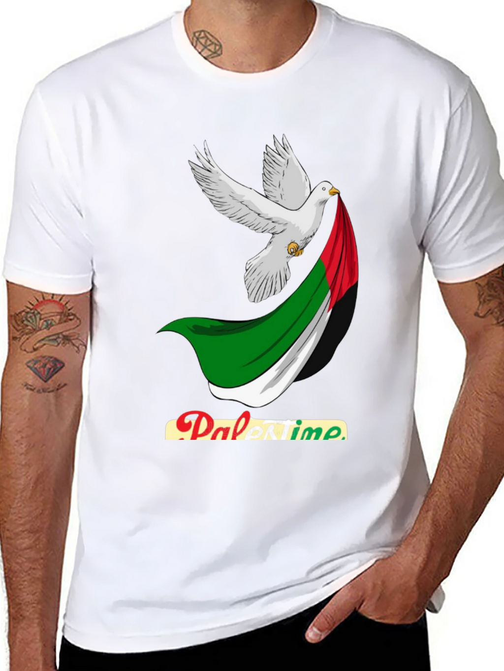 Palestine Flag Peace Dove Graphic Tee