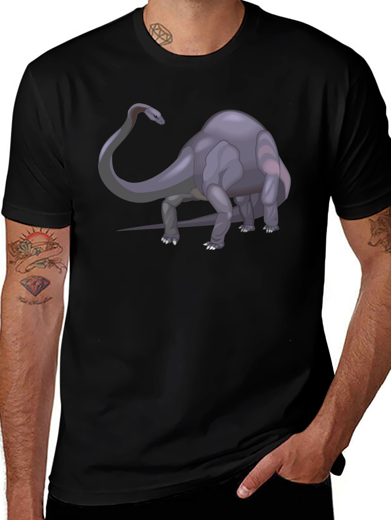 Dino T-Shirt - Black Cotton Graphic Tee