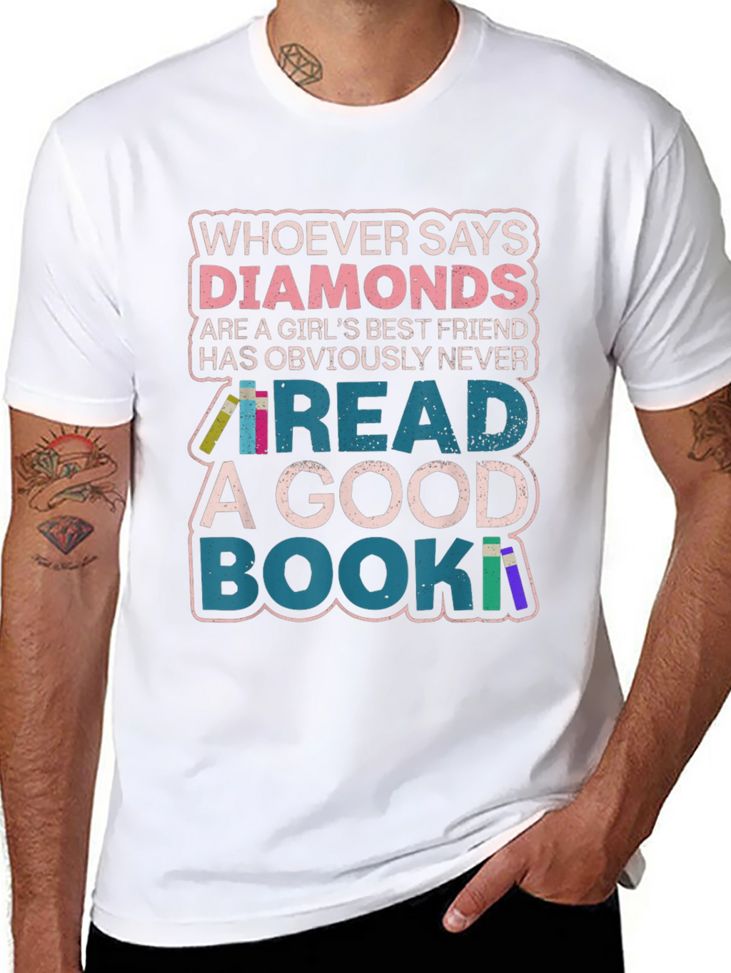 Diamonds or Books? Graphic Print Tee
