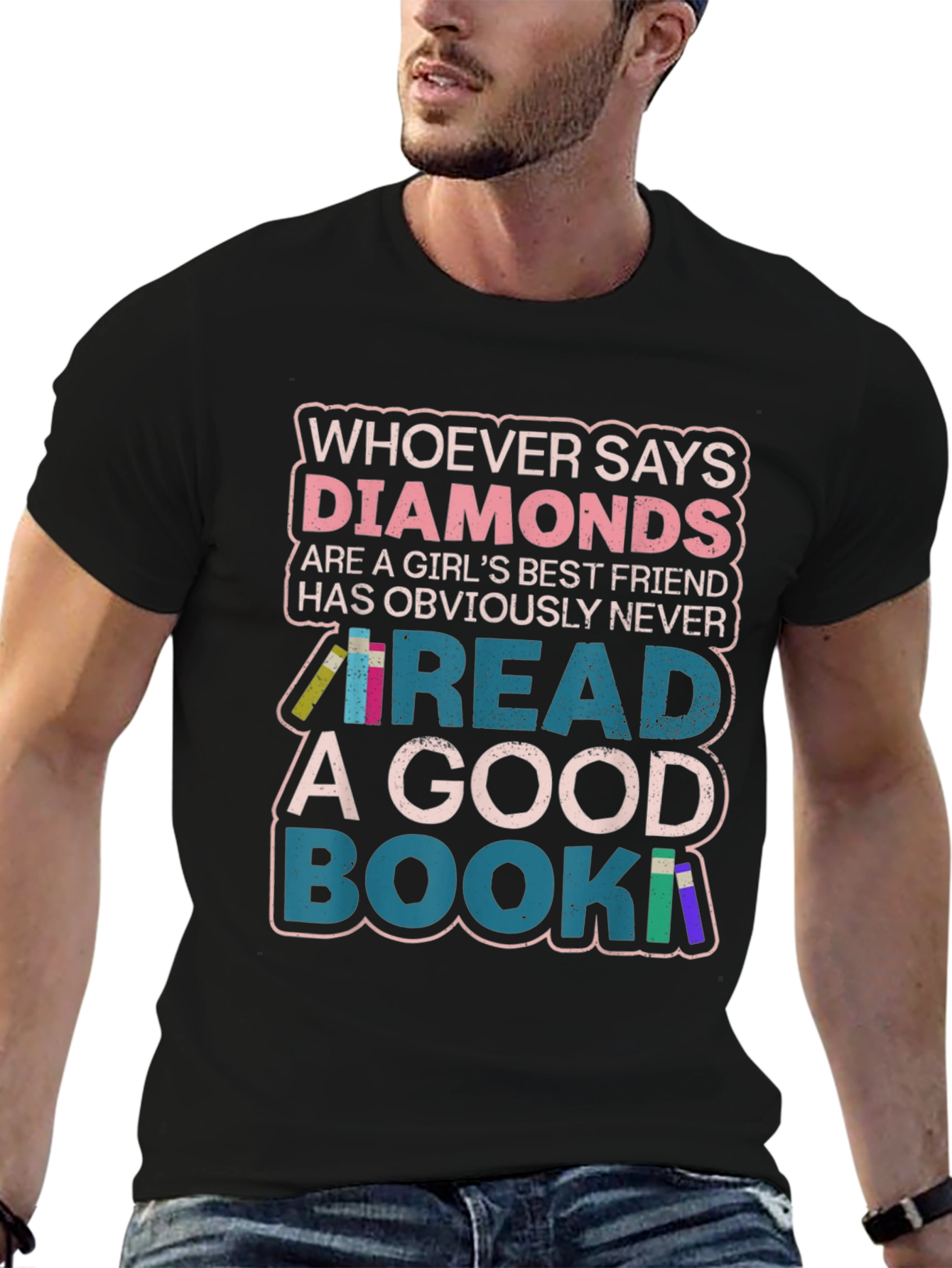 Diamonds or Books? Graphic Print Tee