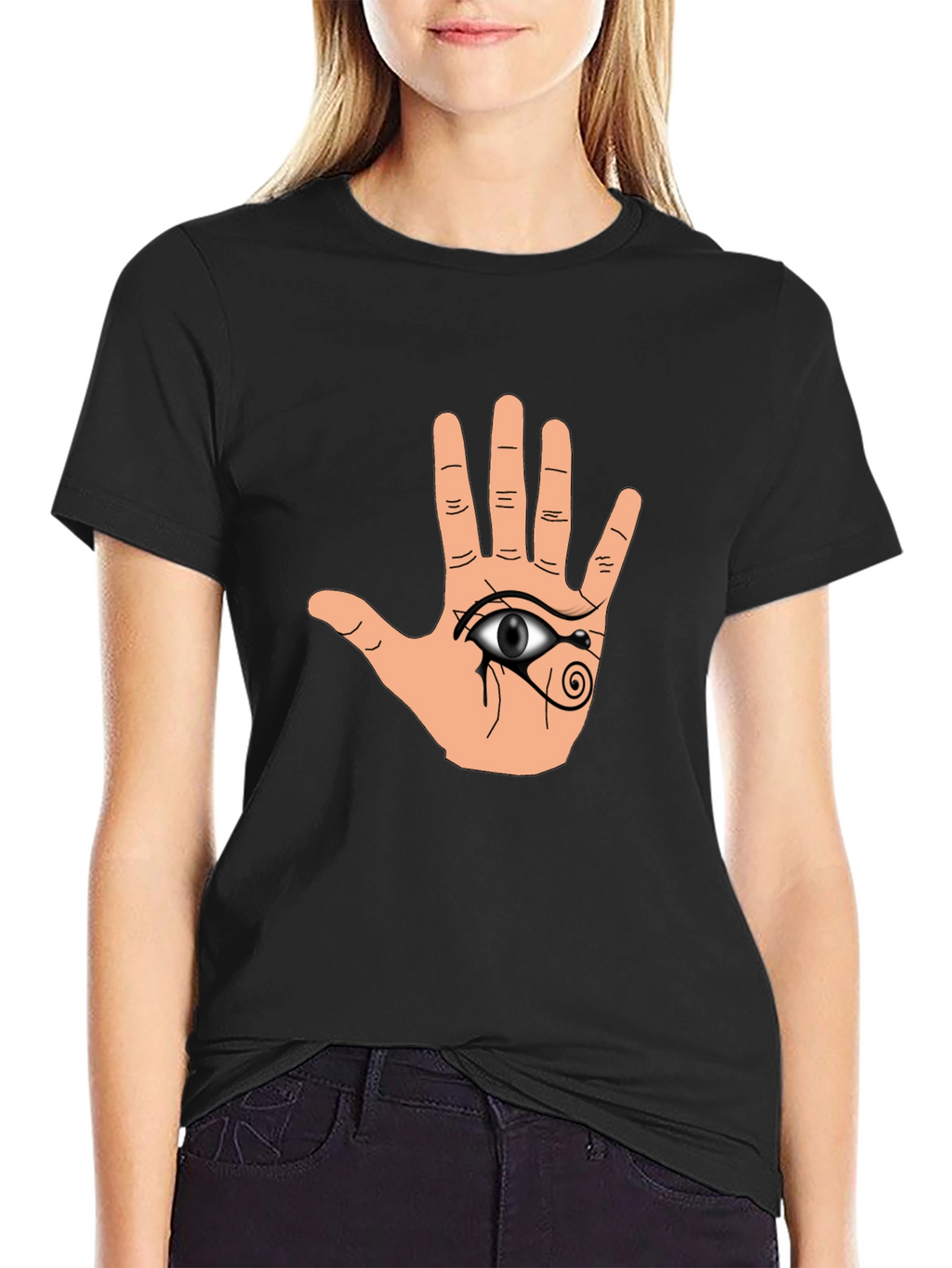 Hamsa Eye Graphic Black T-Shirt