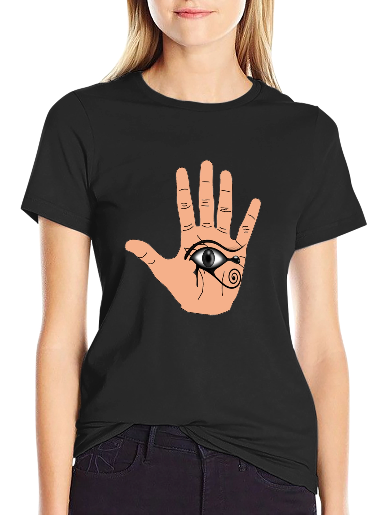 Hamsa Eye Graphic Black T-Shirt