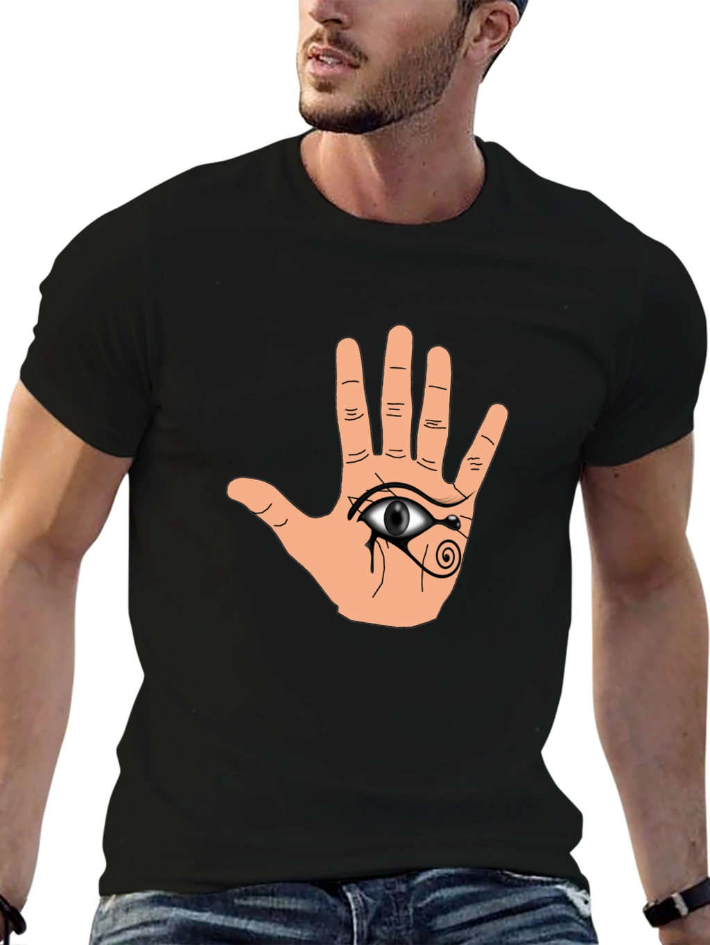 Hamsa Eye Graphic Black T-Shirt