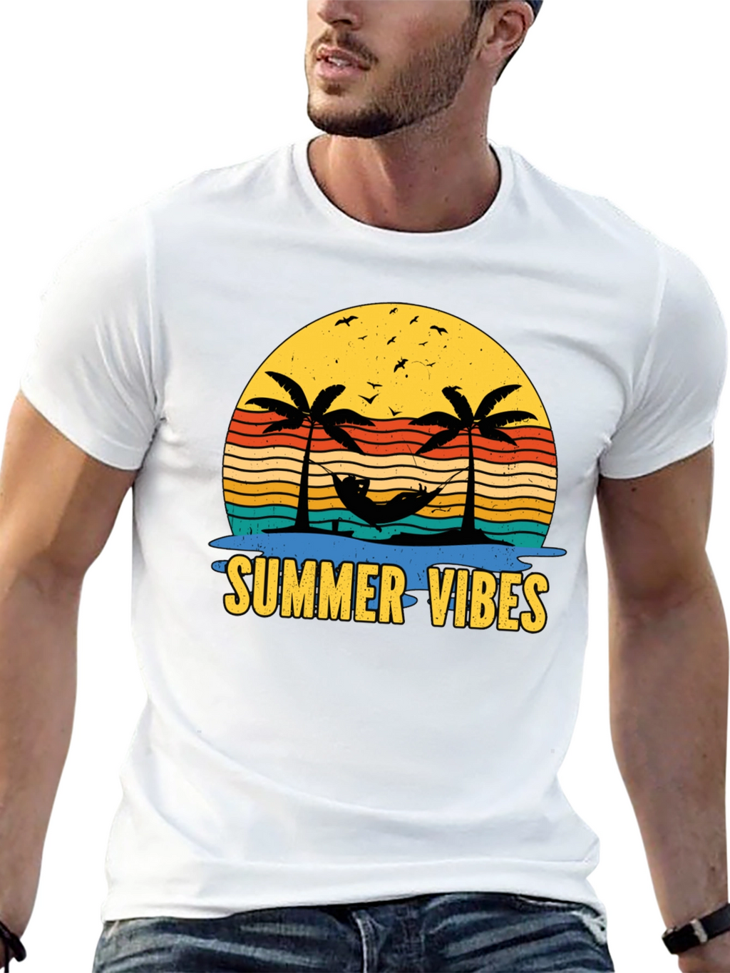 Summer Vibes T-Shirt - Tropical Palm Tree Design