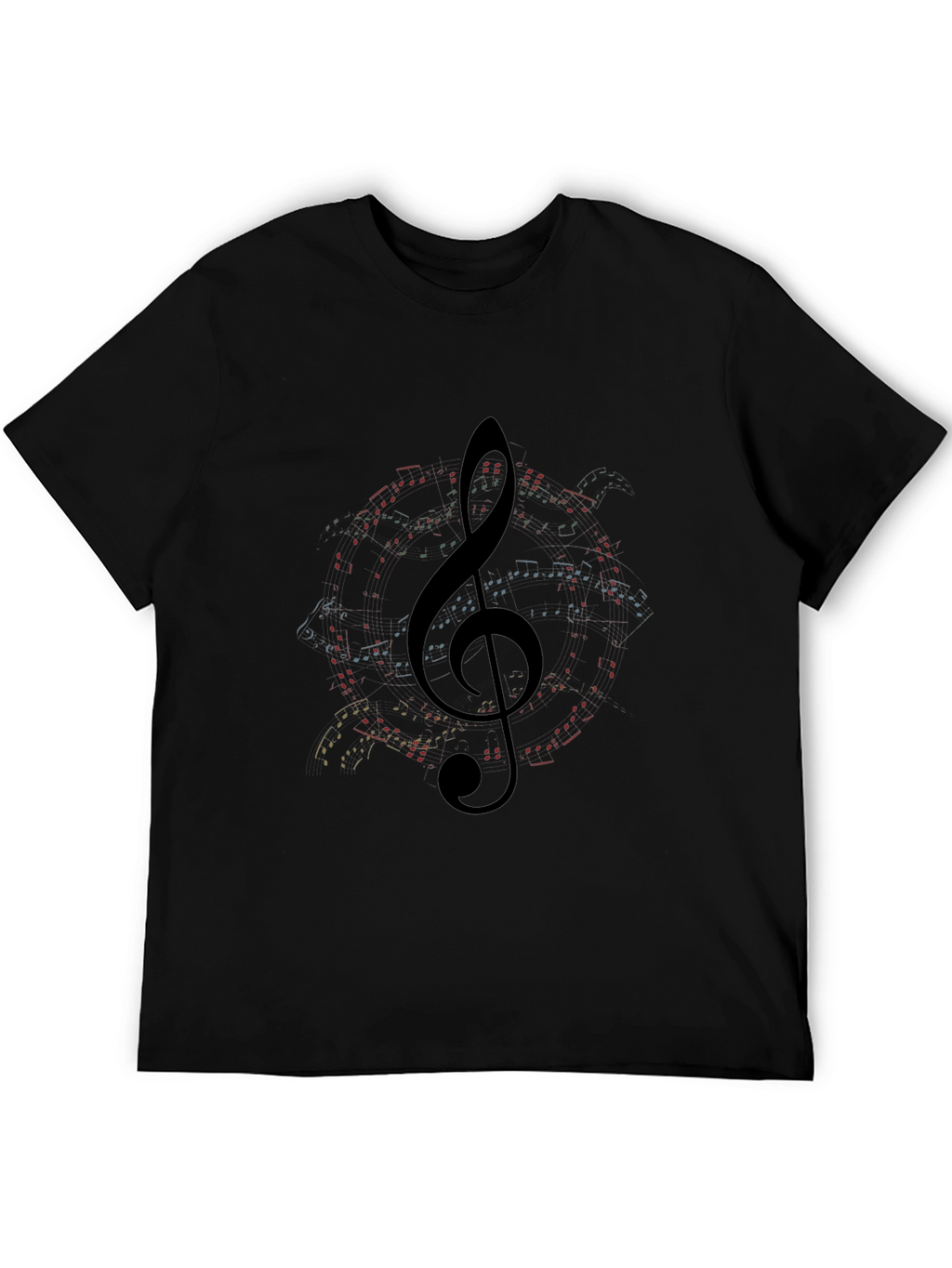 Musical Note Clef Graphic Black T-Shirt