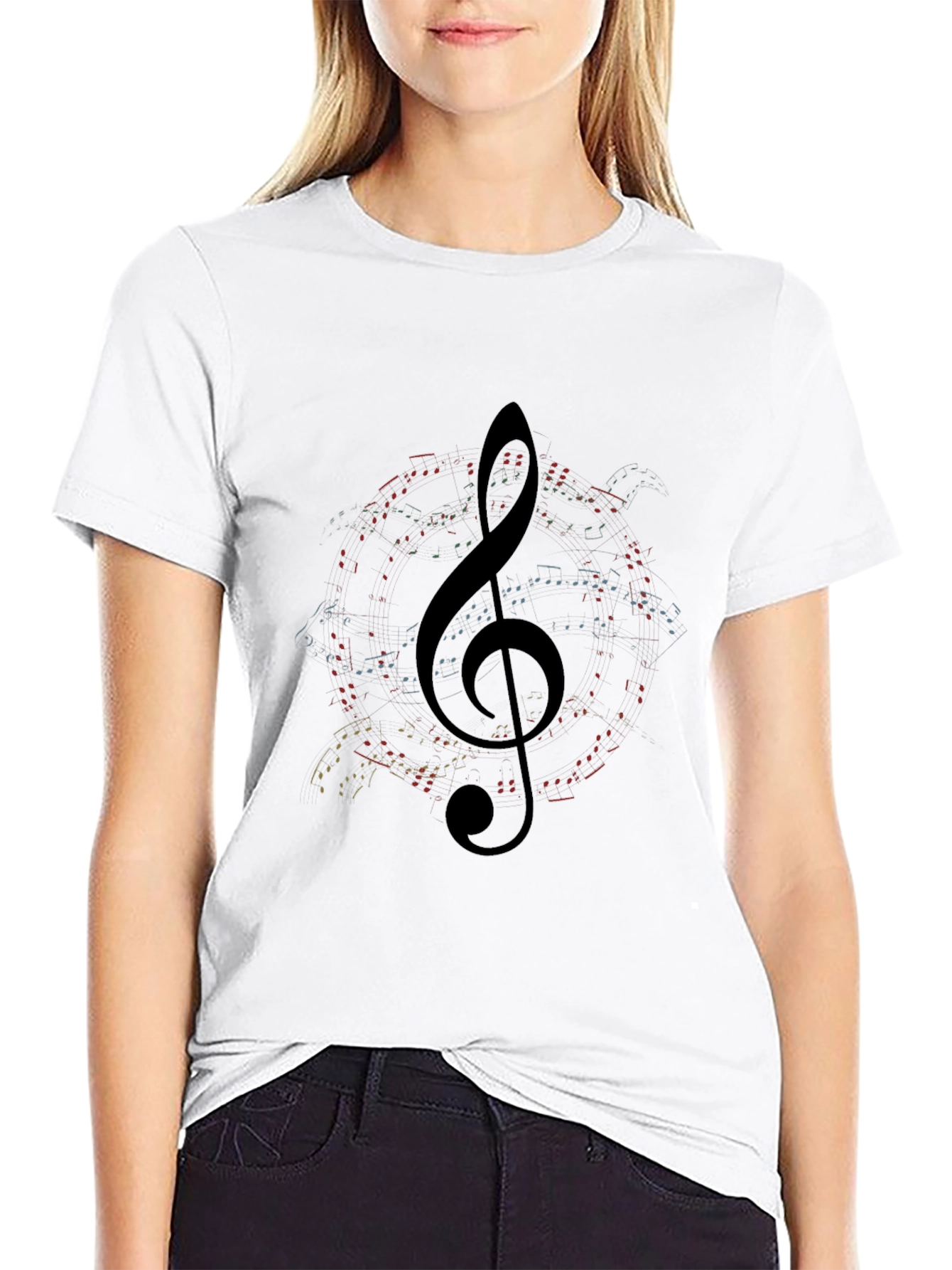 Musical Note Clef Graphic Black T-Shirt