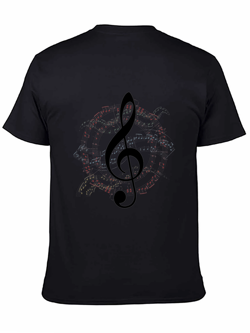 Musical Note Clef Graphic Black T-Shirt
