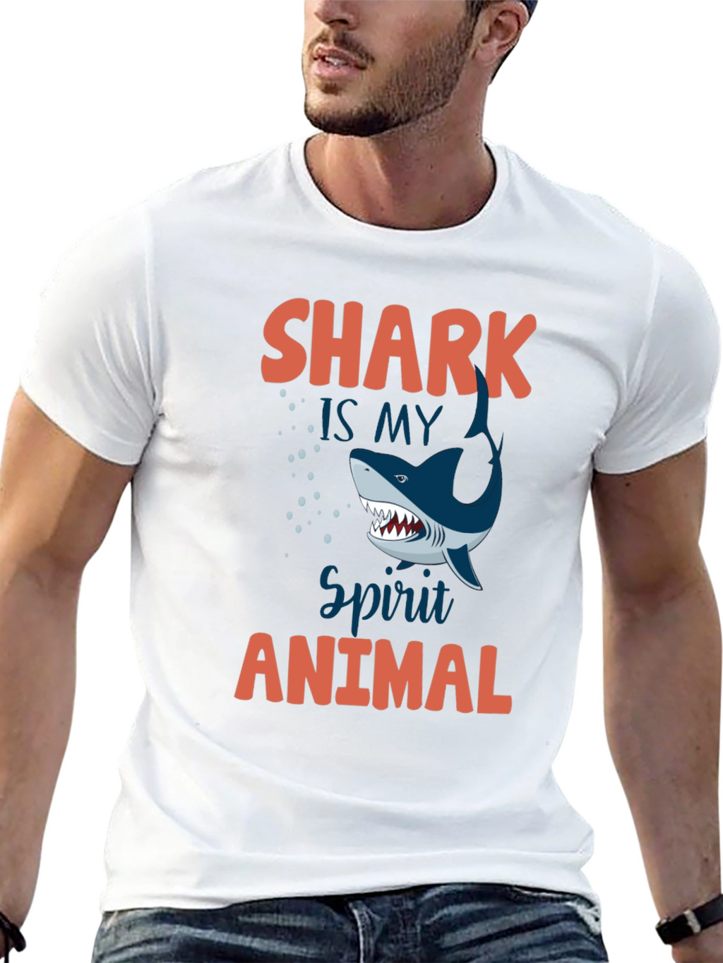 Shark Spirit Animal Graphic Tee - Mens Crewneck T-Shirt
