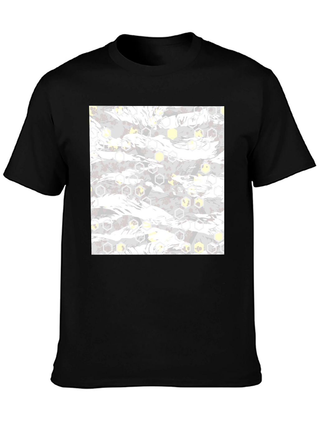 Geometric Camo Print Black Tee